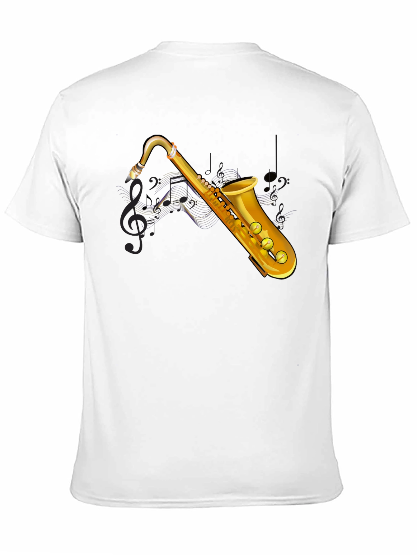 Saxophone Graphic Tee - Black Cotton T-Shirt