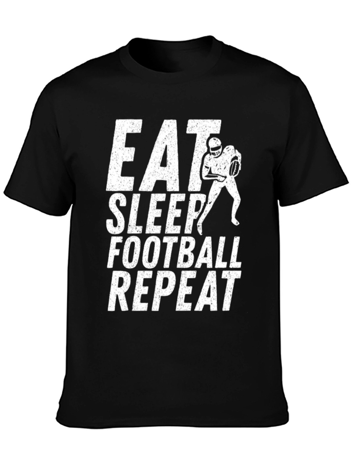 Eat Sleep Football Repeat Black Graphic Tee