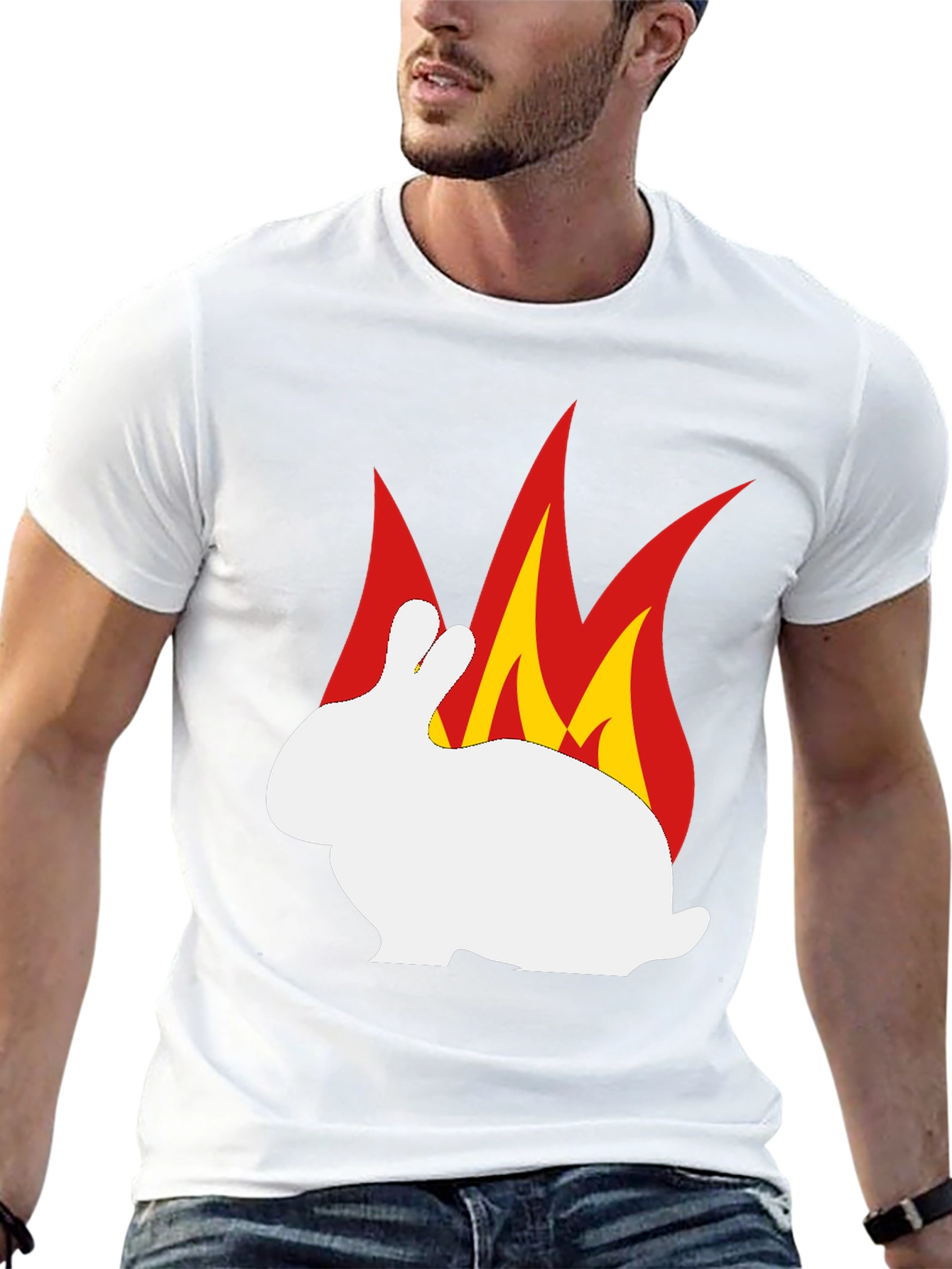 Burning Rabbit Graphic Tee - Black Cotton T-Shirt