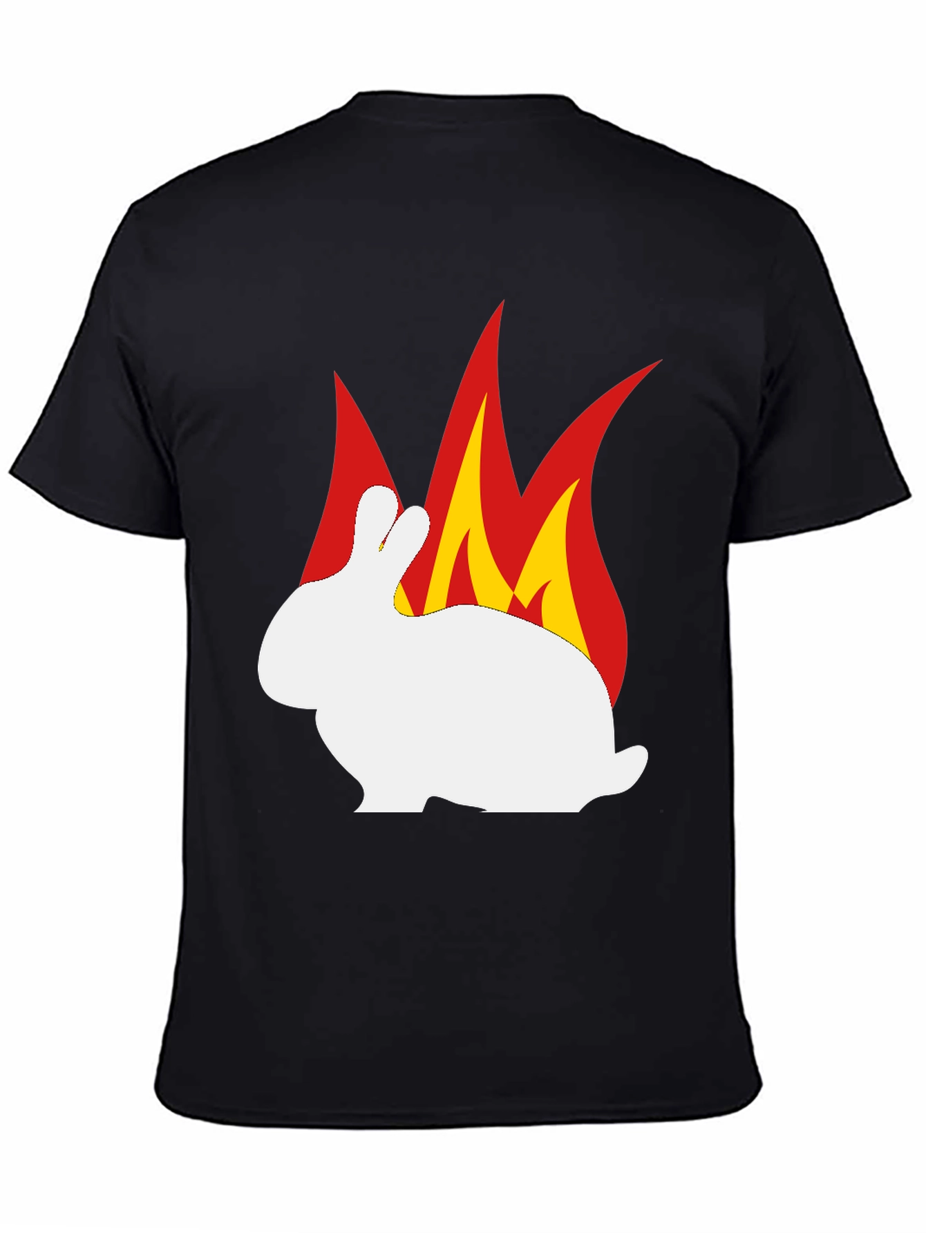 Burning Rabbit Graphic Tee - Black Cotton T-Shirt