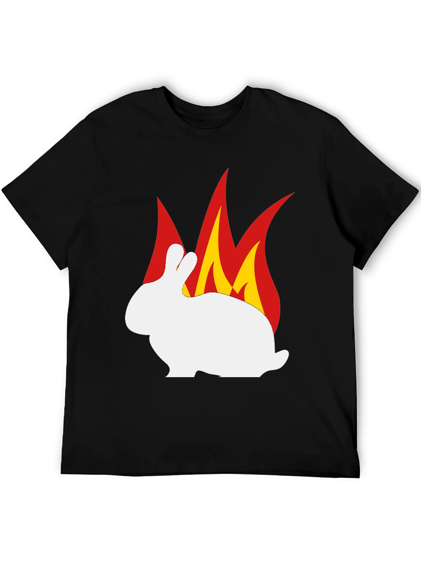 Burning Rabbit Graphic Tee - Black Cotton T-Shirt