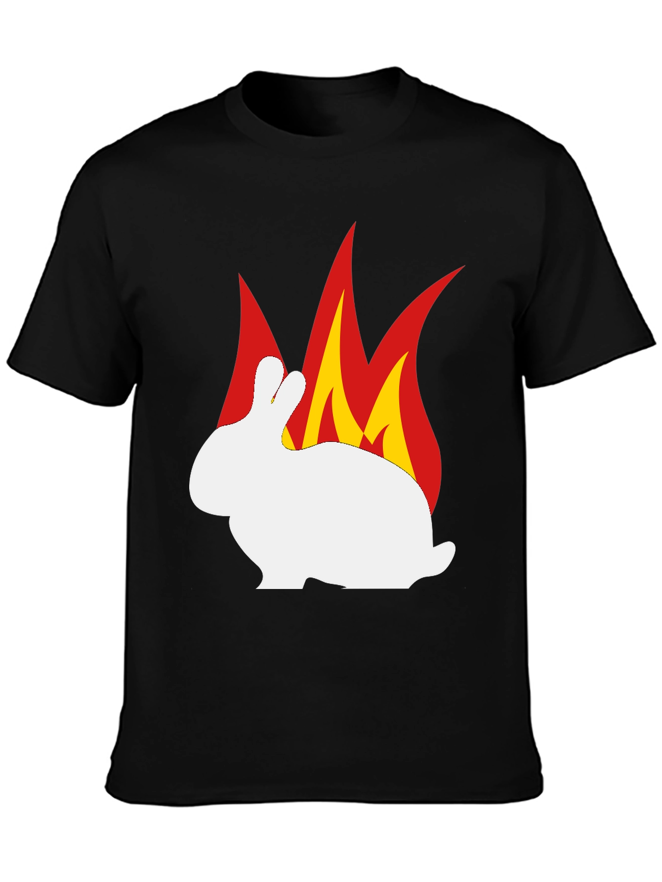 Burning Rabbit Graphic Tee - Black Cotton T-Shirt