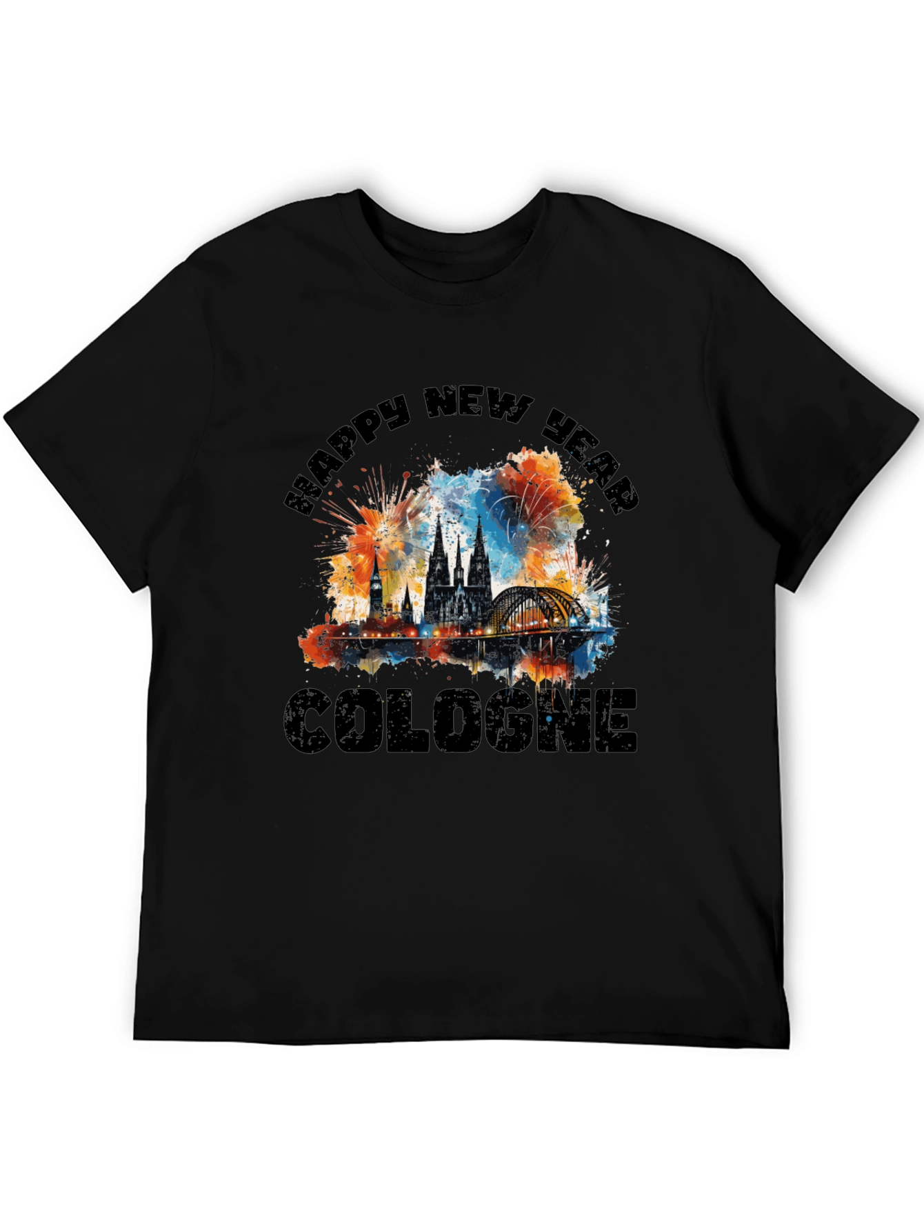 Happy New Year Cologne Black T-Shirt