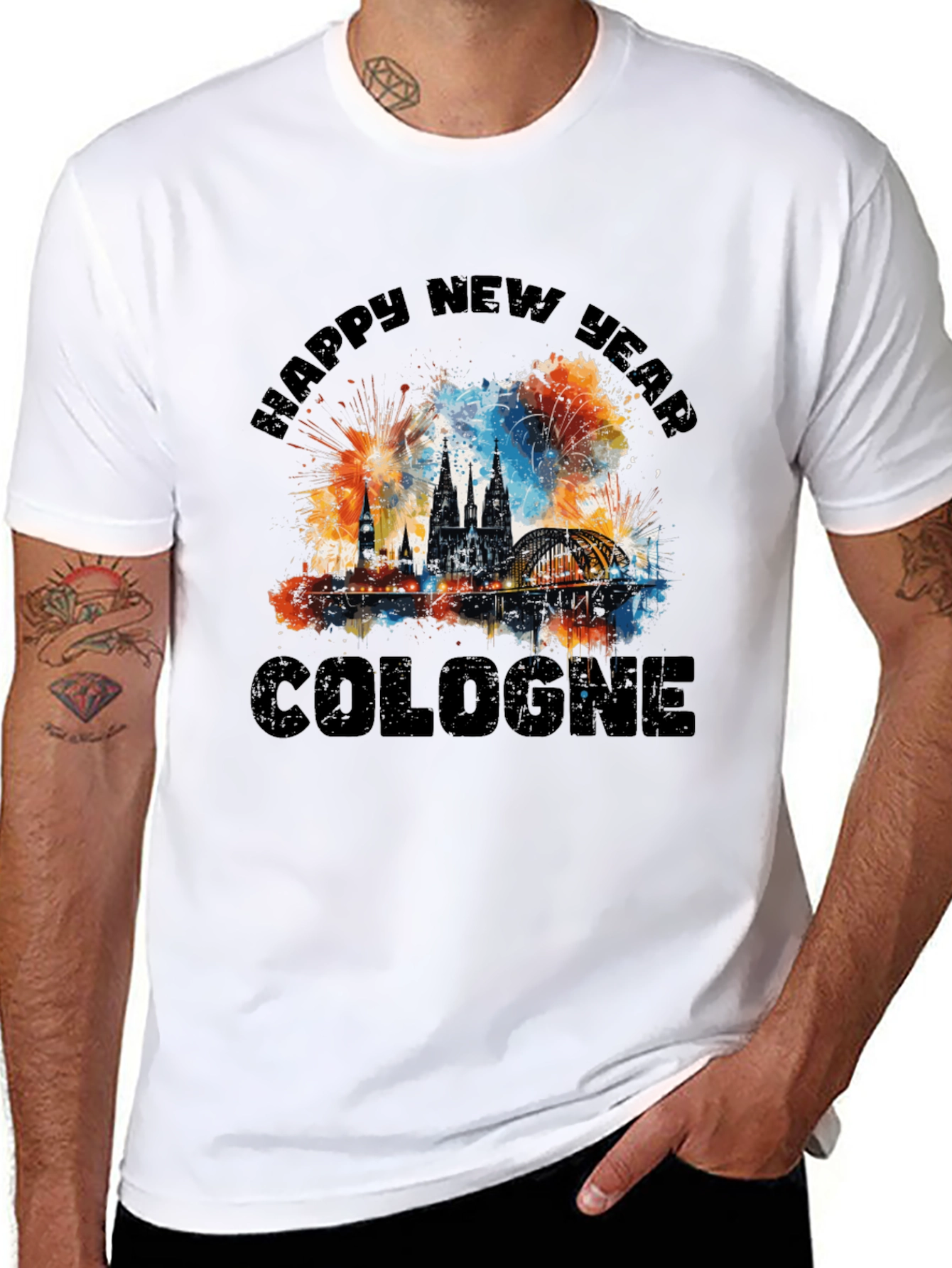 Happy New Year Cologne Black T-Shirt