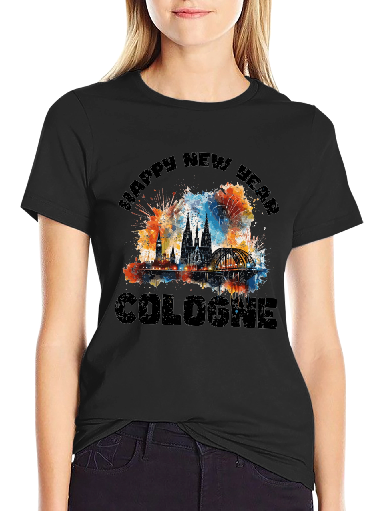 Happy New Year Cologne Black T-Shirt