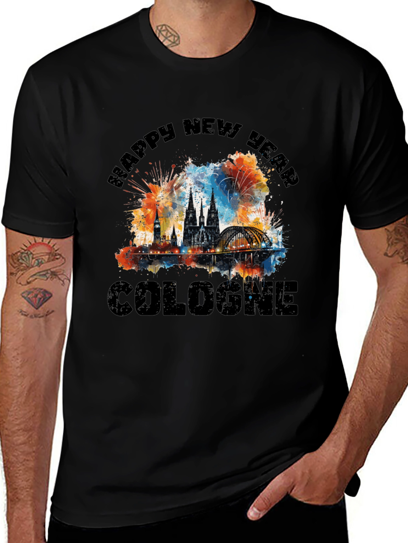 Happy New Year Cologne Black T-Shirt