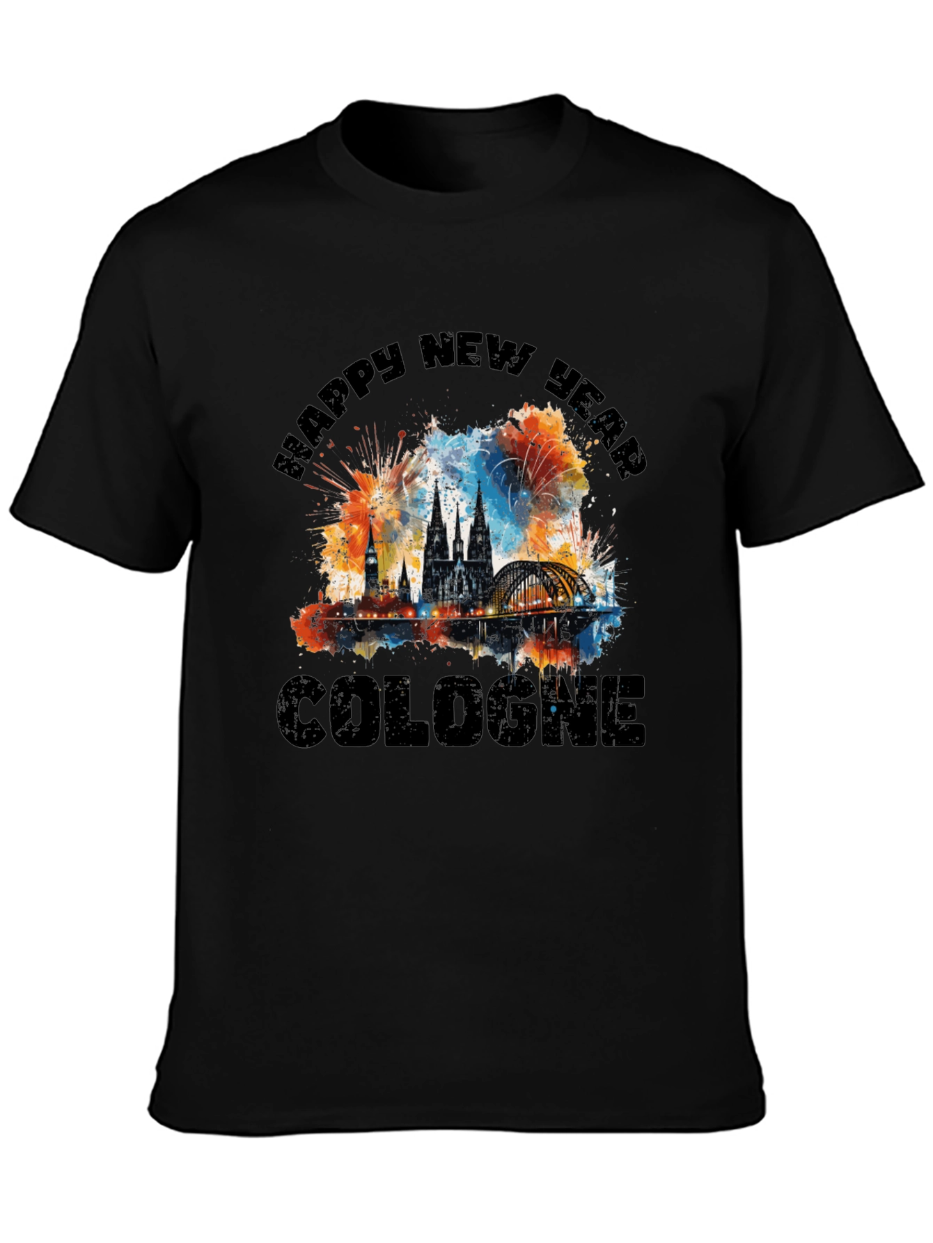 Happy New Year Cologne Black T-Shirt