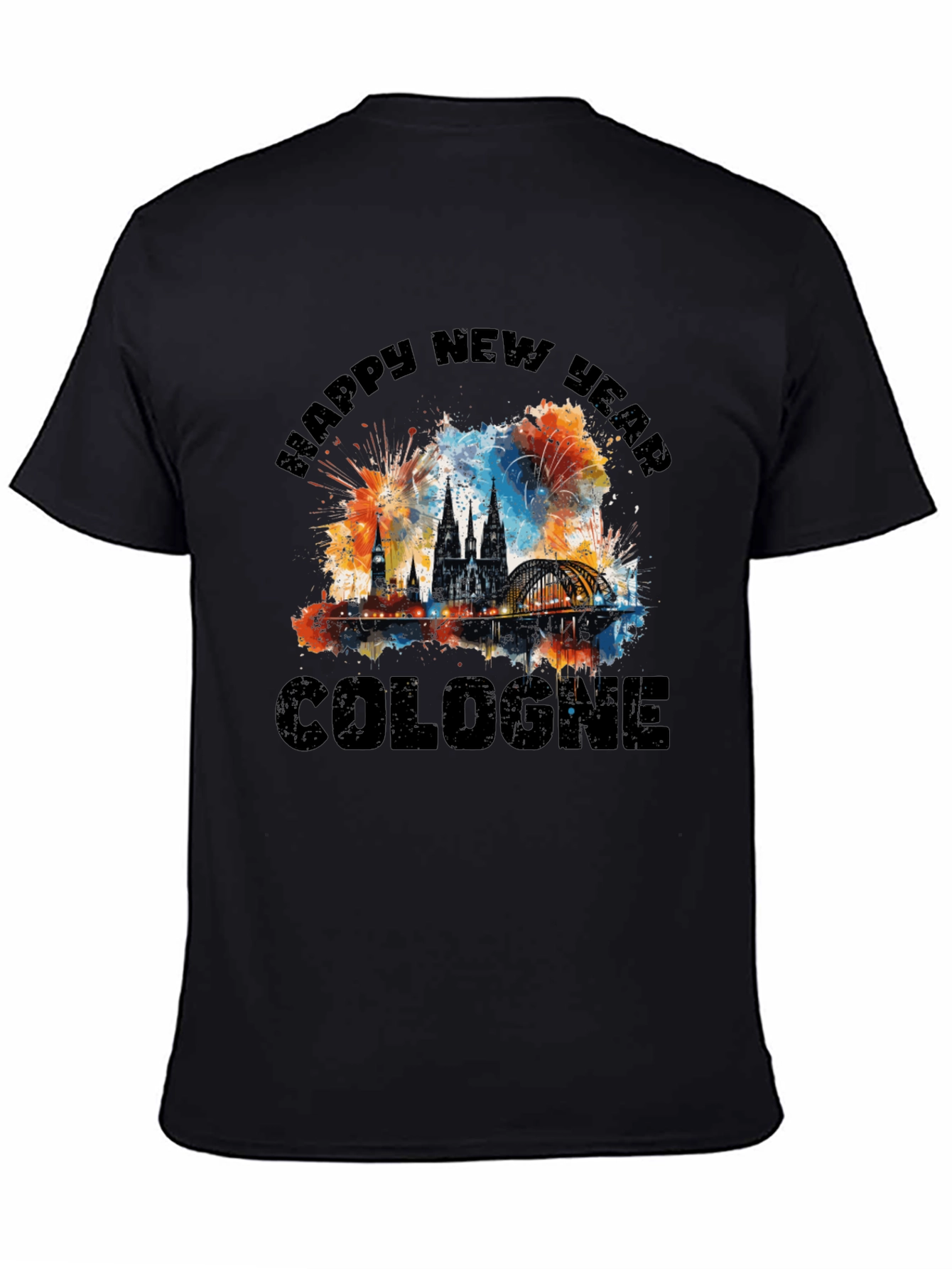 Happy New Year Cologne Black T-Shirt