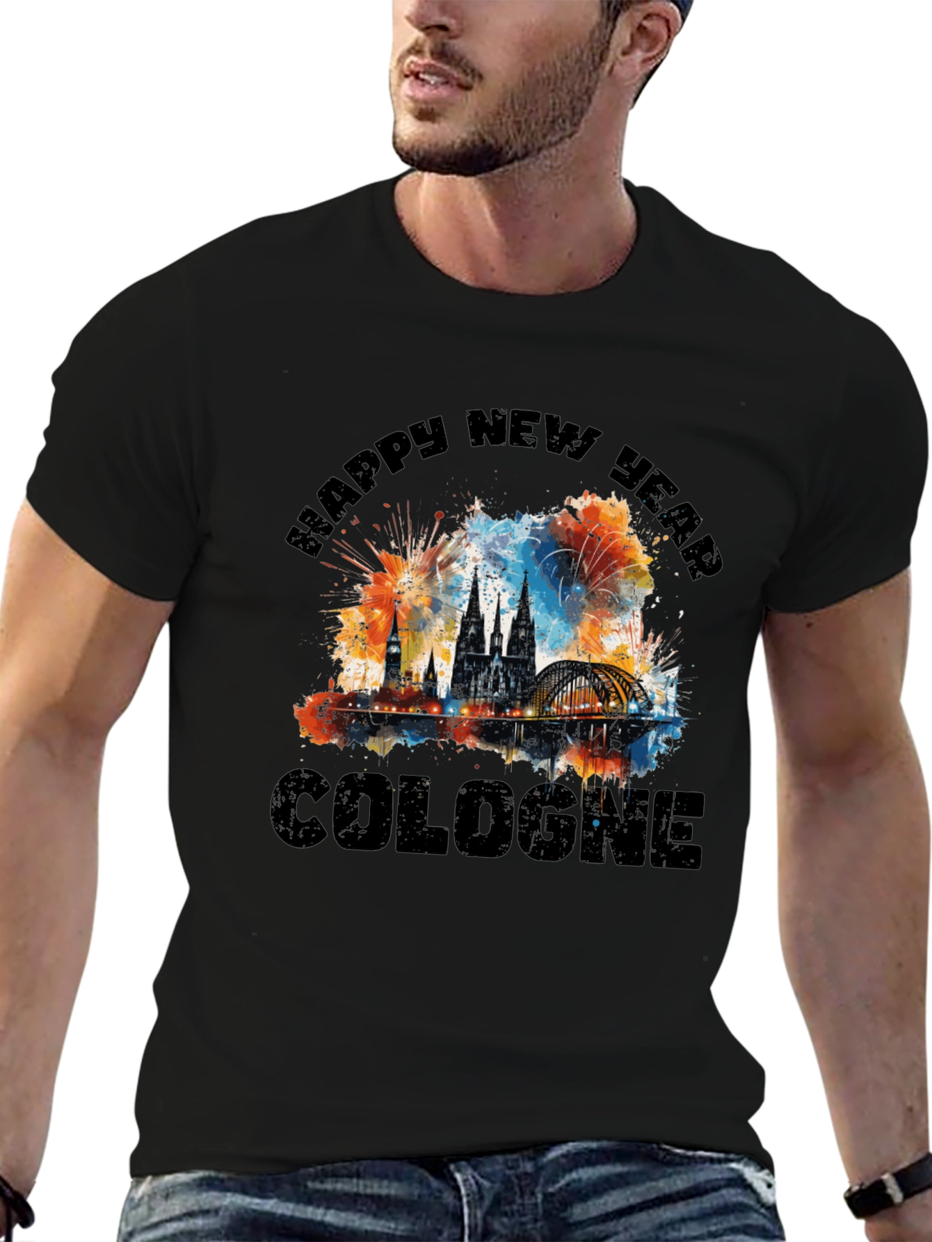 Happy New Year Cologne Black T-Shirt