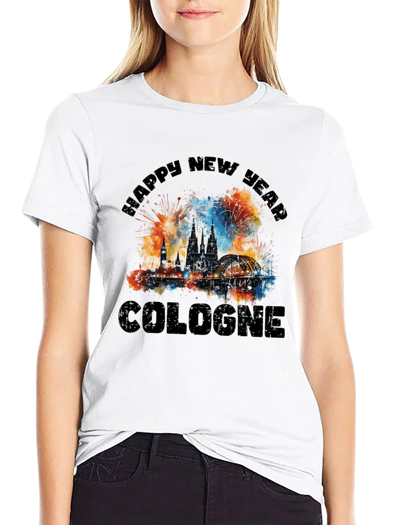 Happy New Year Cologne Black T-Shirt