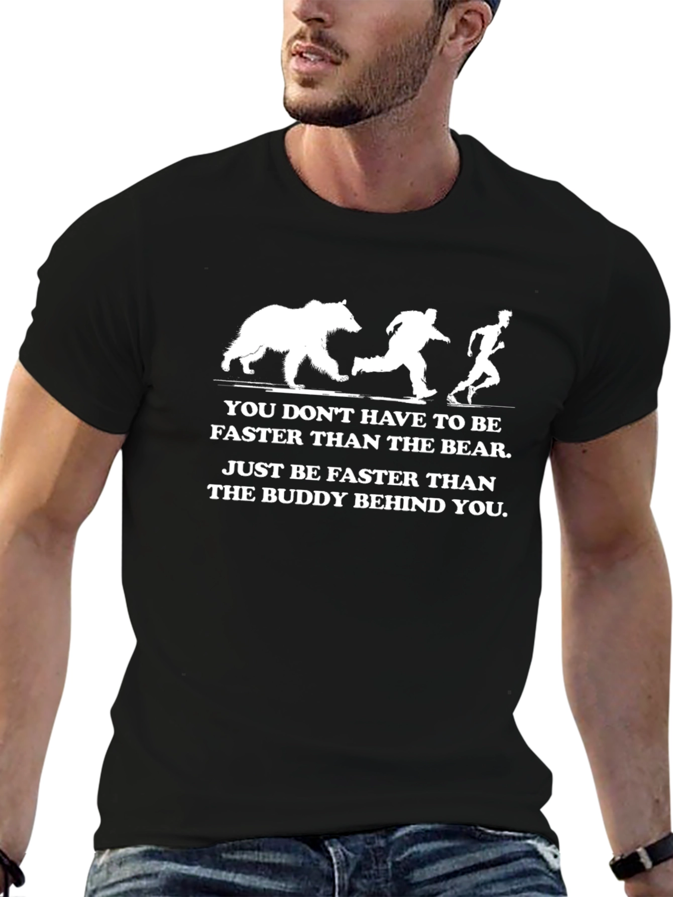 Funny Bear Chase T-Shirt - Outrun the Buddy!