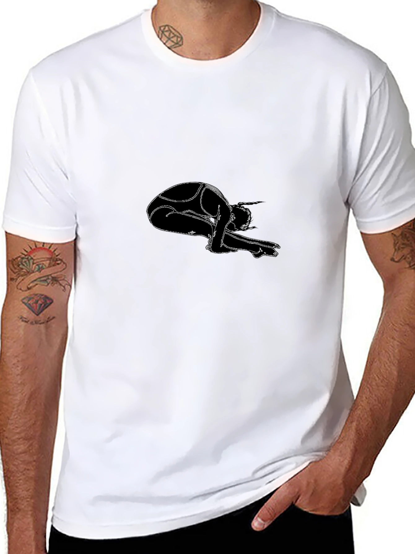 Yoga Pose Graphic Tee - Black Cotton Blend