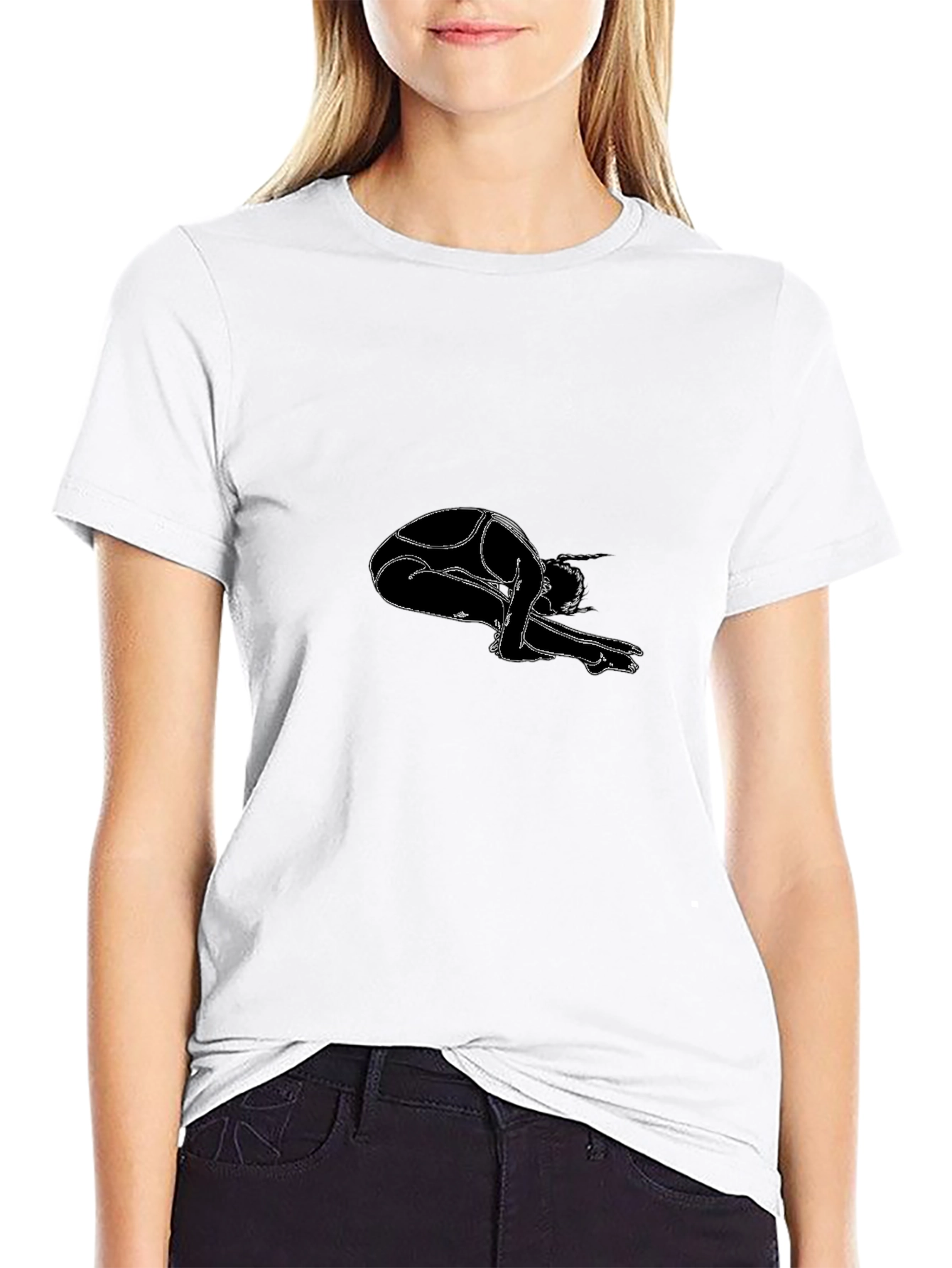 Yoga Pose Graphic Tee - Black Cotton Blend