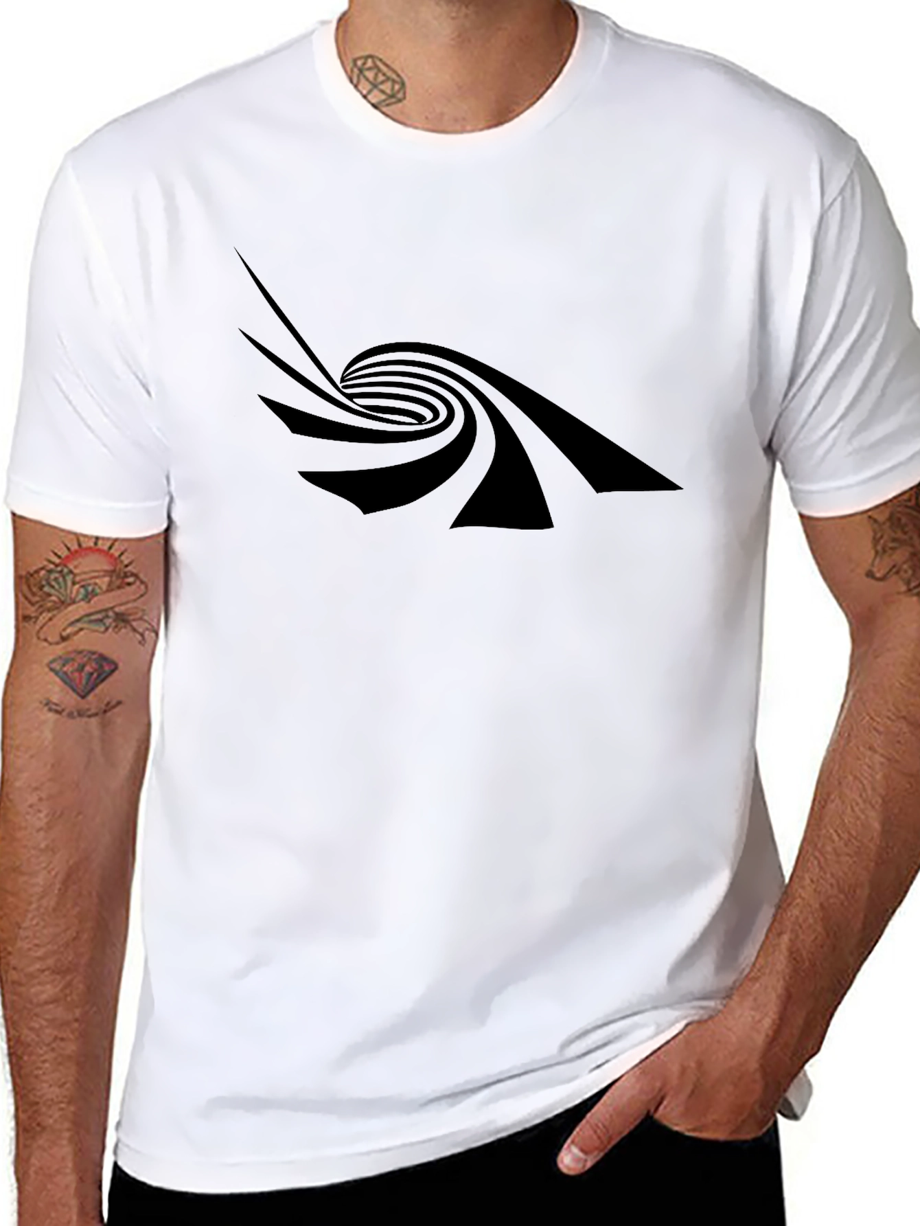 Optical Illusion Black Graphic Tee - Mens Stylish T-Shirt