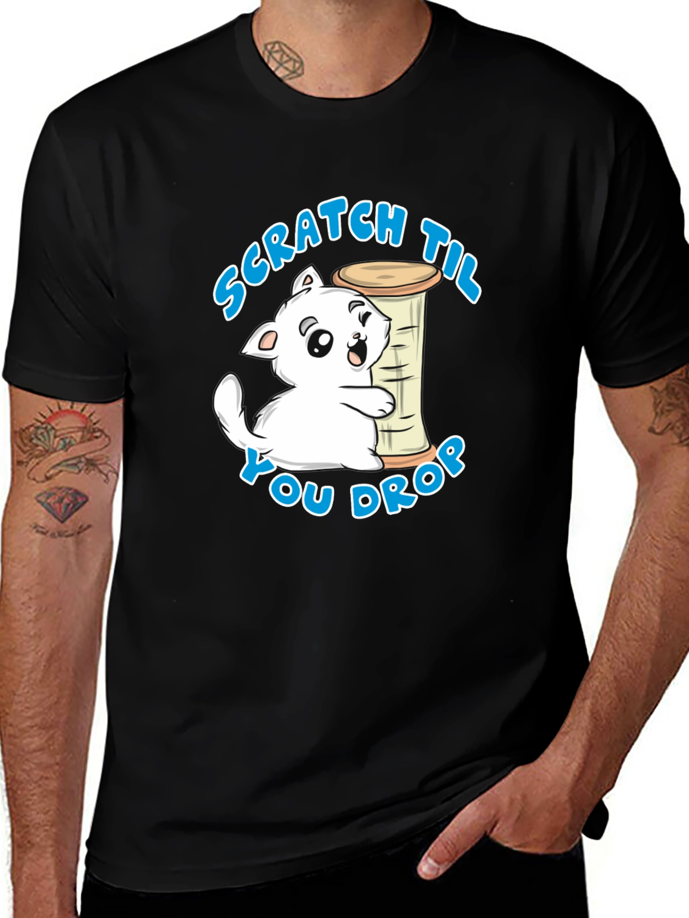 Scratch Til You Drop Cat Graphic T-Shirt