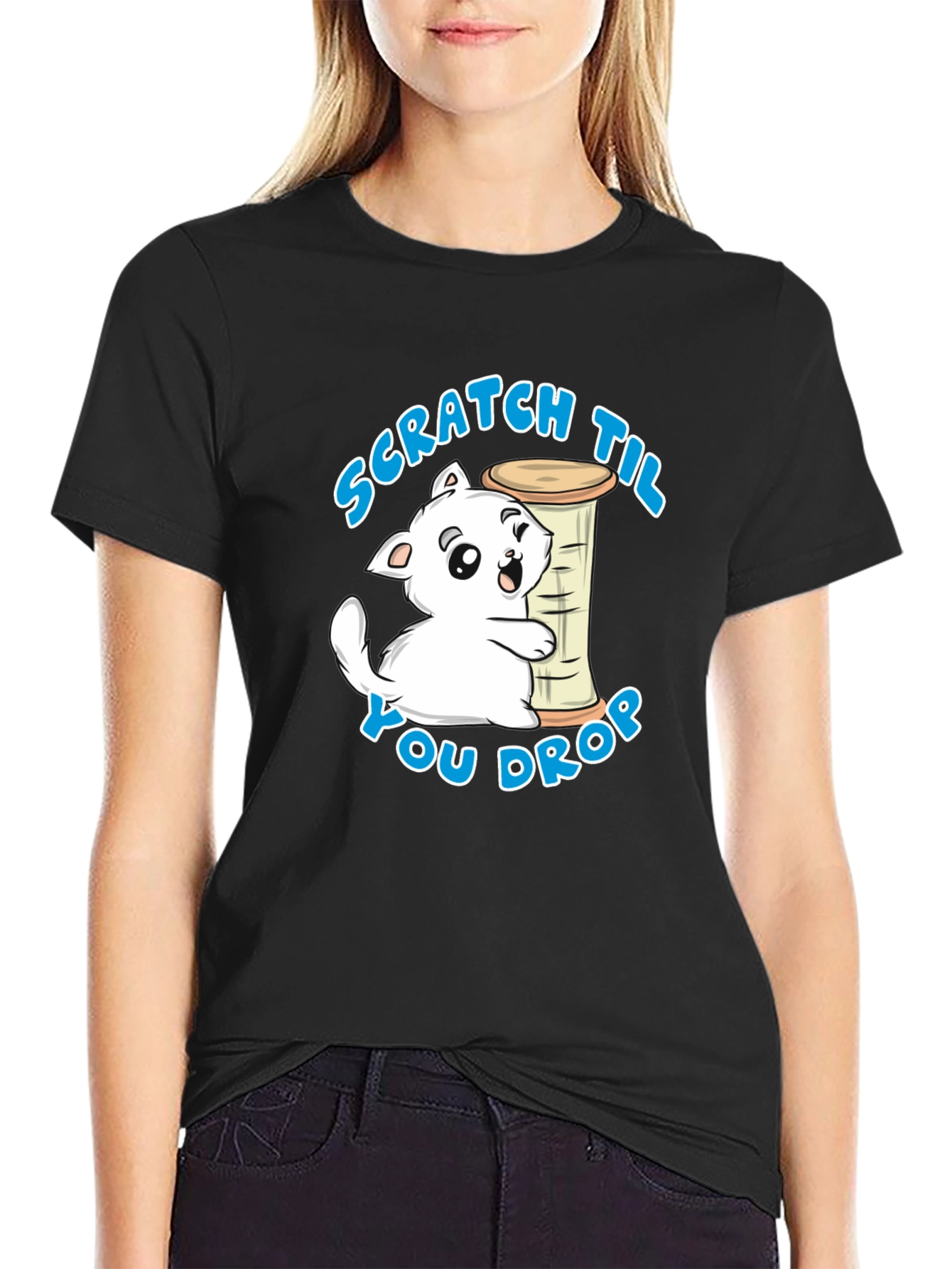 Scratch Til You Drop Cat Graphic T-Shirt