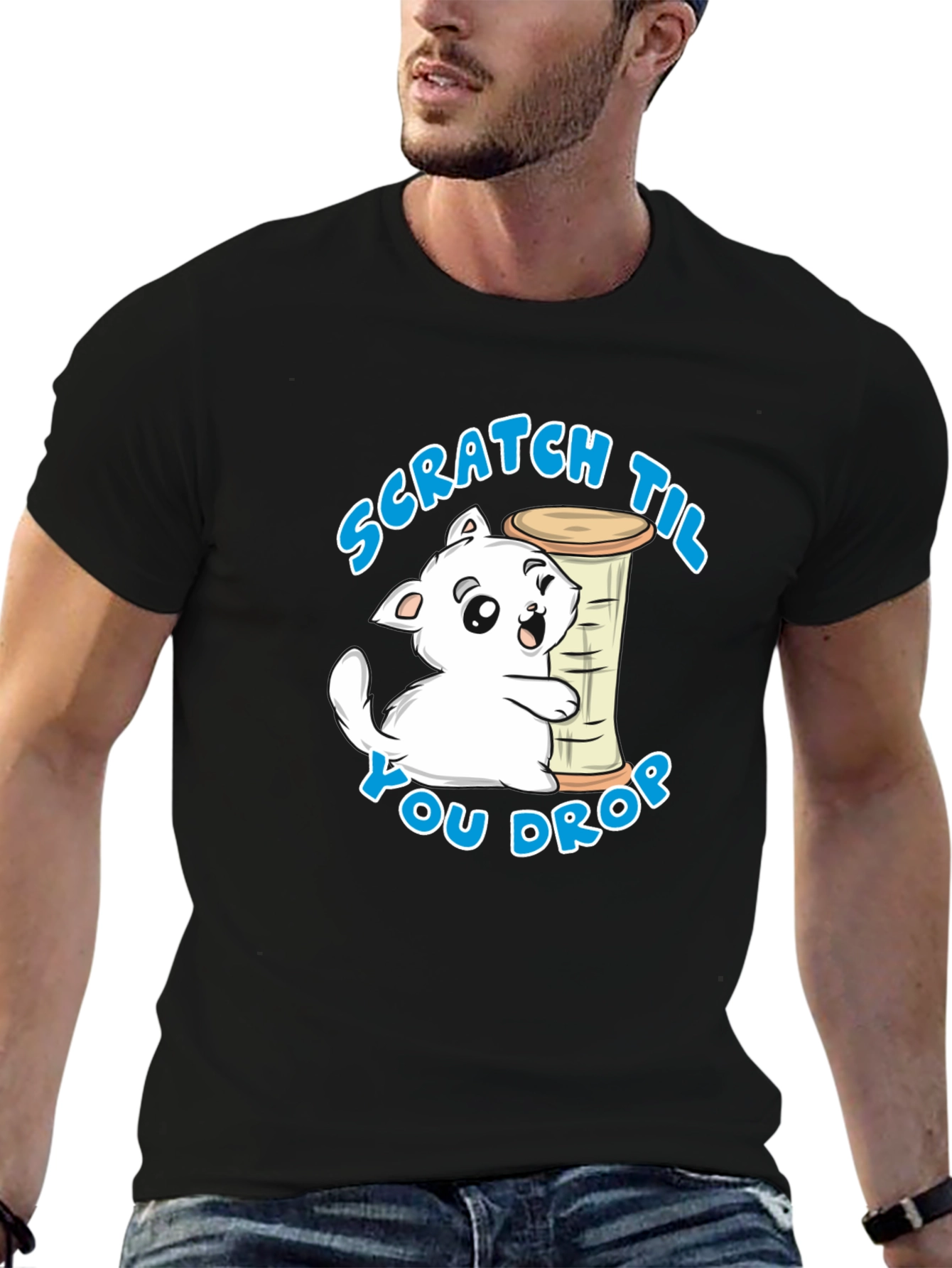 Scratch Til You Drop Cat Graphic T-Shirt