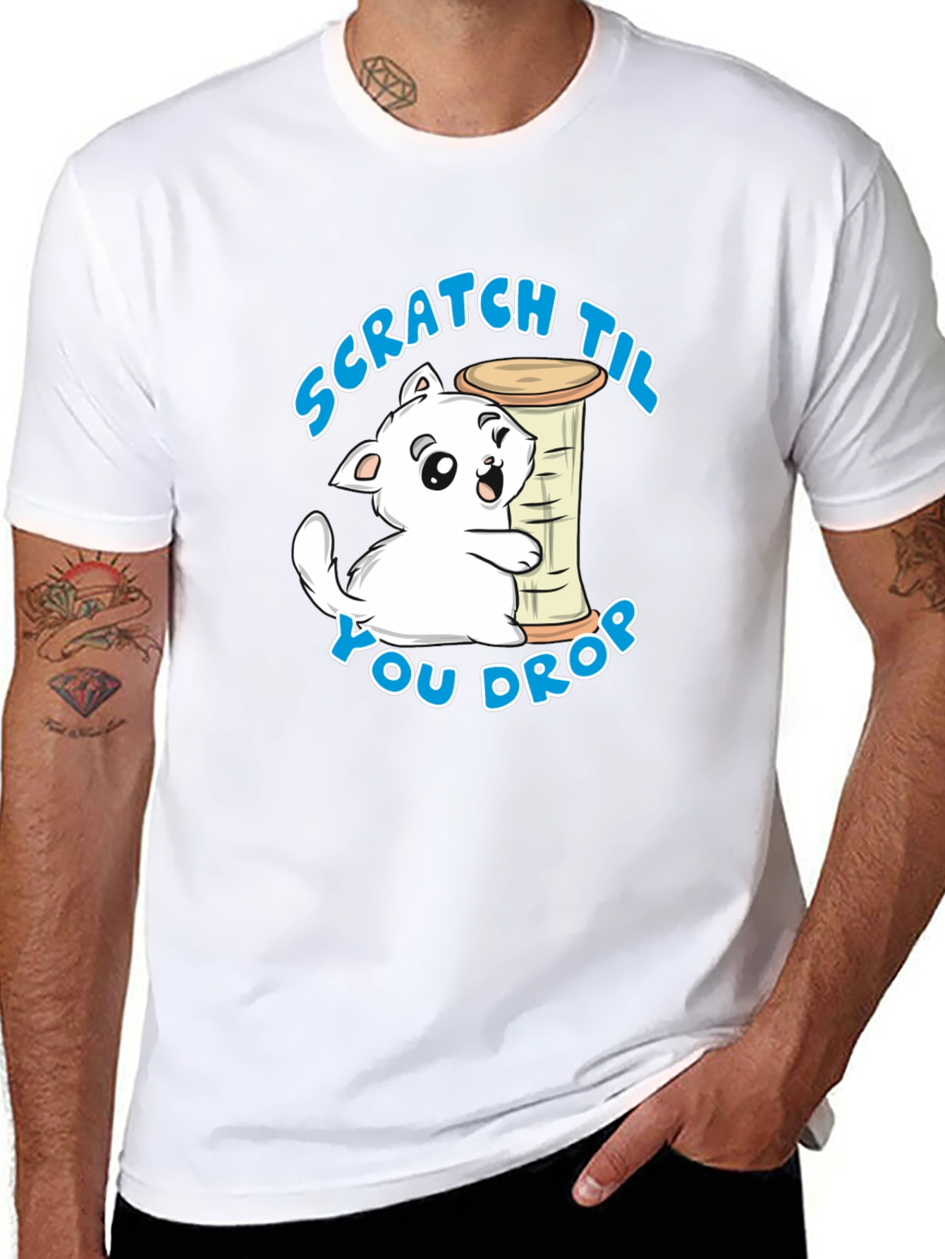 Scratch Til You Drop Cat Graphic T-Shirt