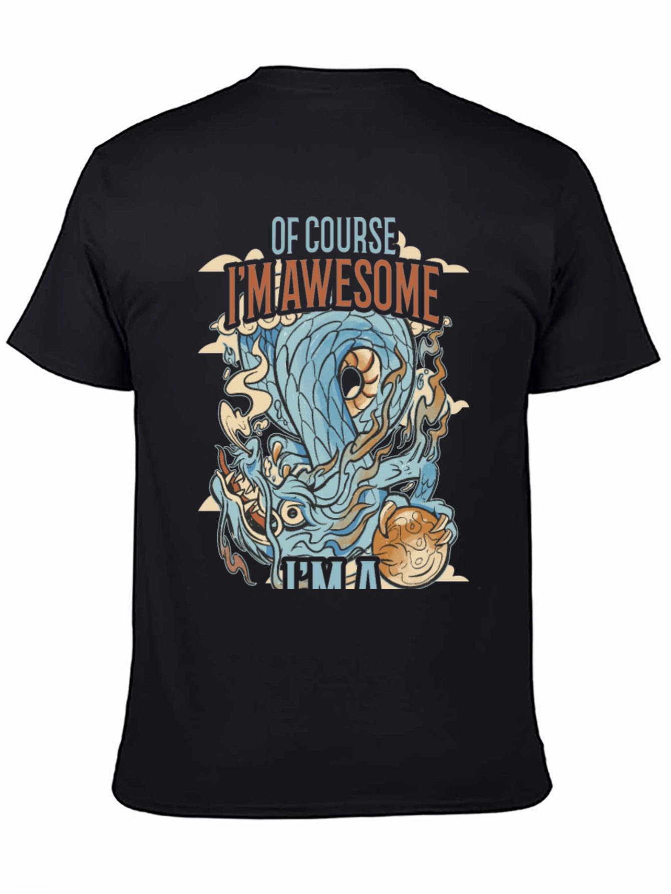 Awesome Dragon Graphic Tee - Mens Black T-Shirt