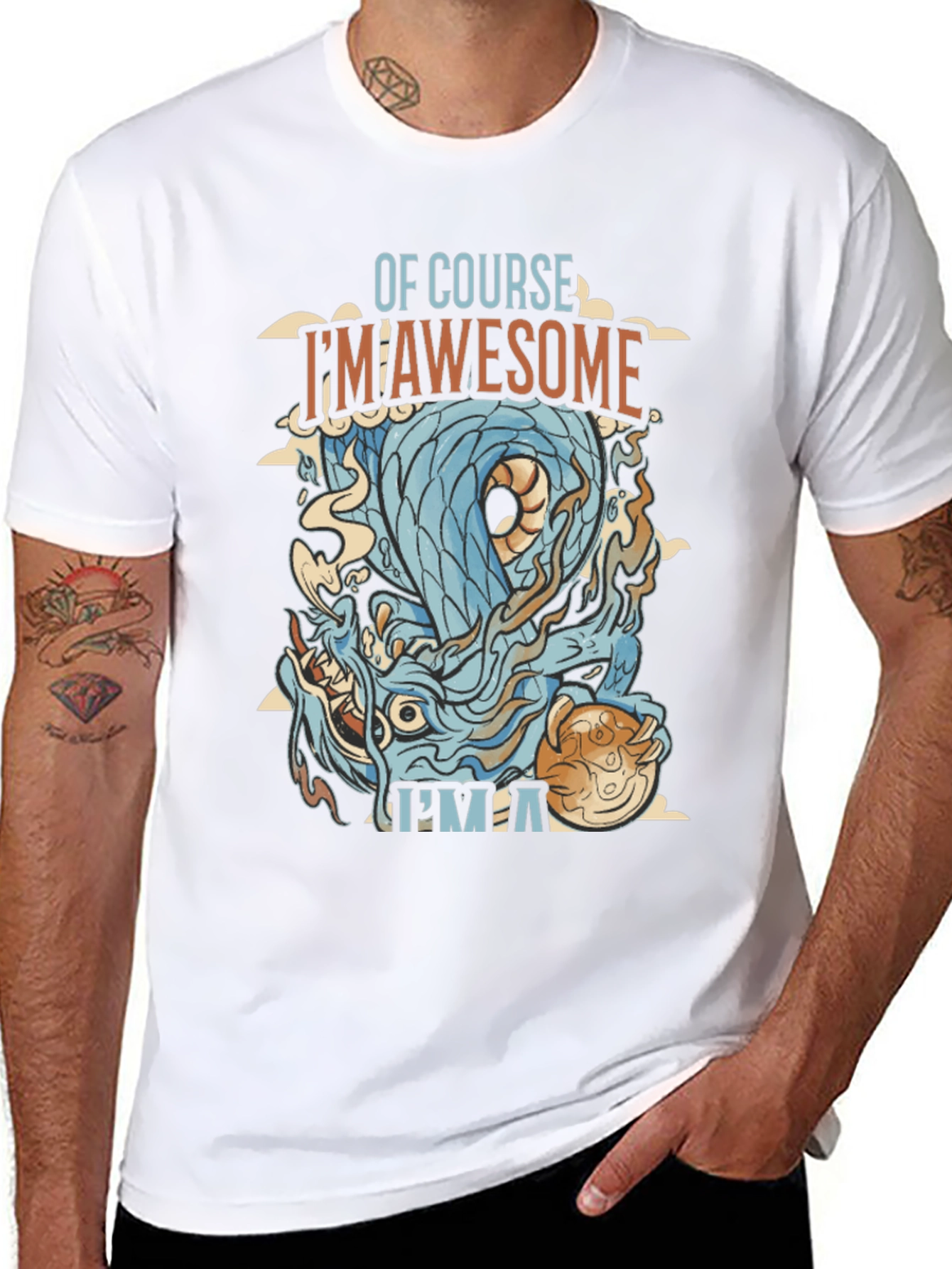 Awesome Dragon Graphic Tee - Mens Black T-Shirt