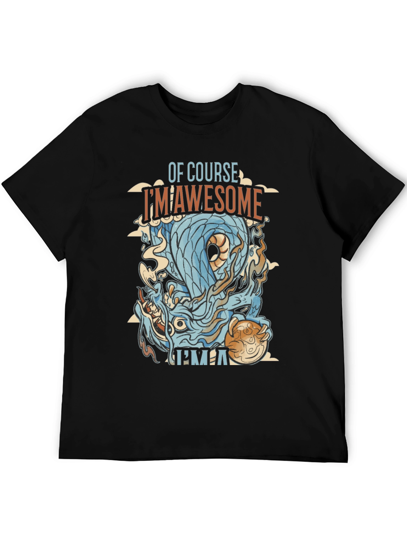 Awesome Dragon Graphic Tee - Mens Black T-Shirt