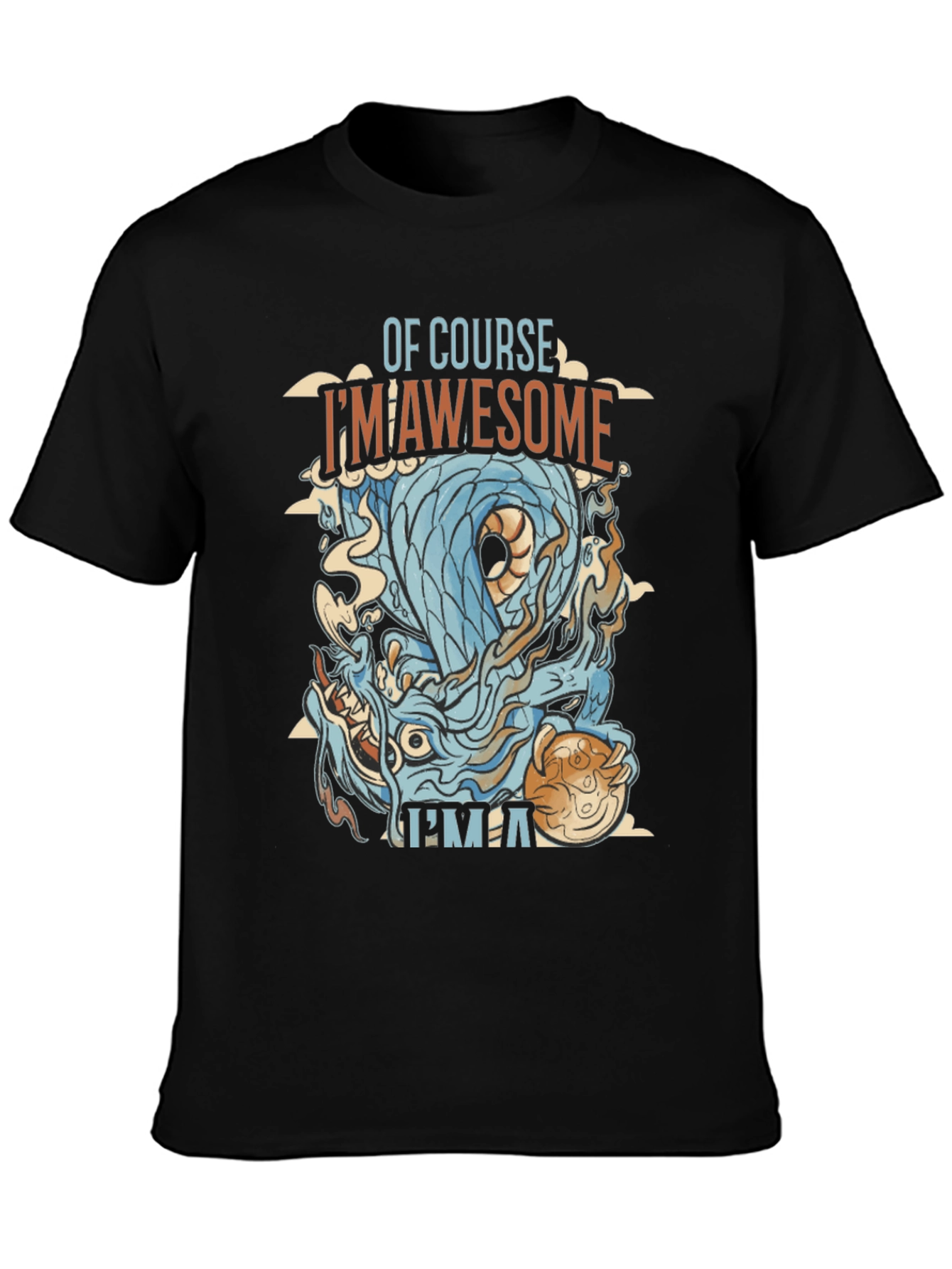 Awesome Dragon Graphic Tee - Mens Black T-Shirt