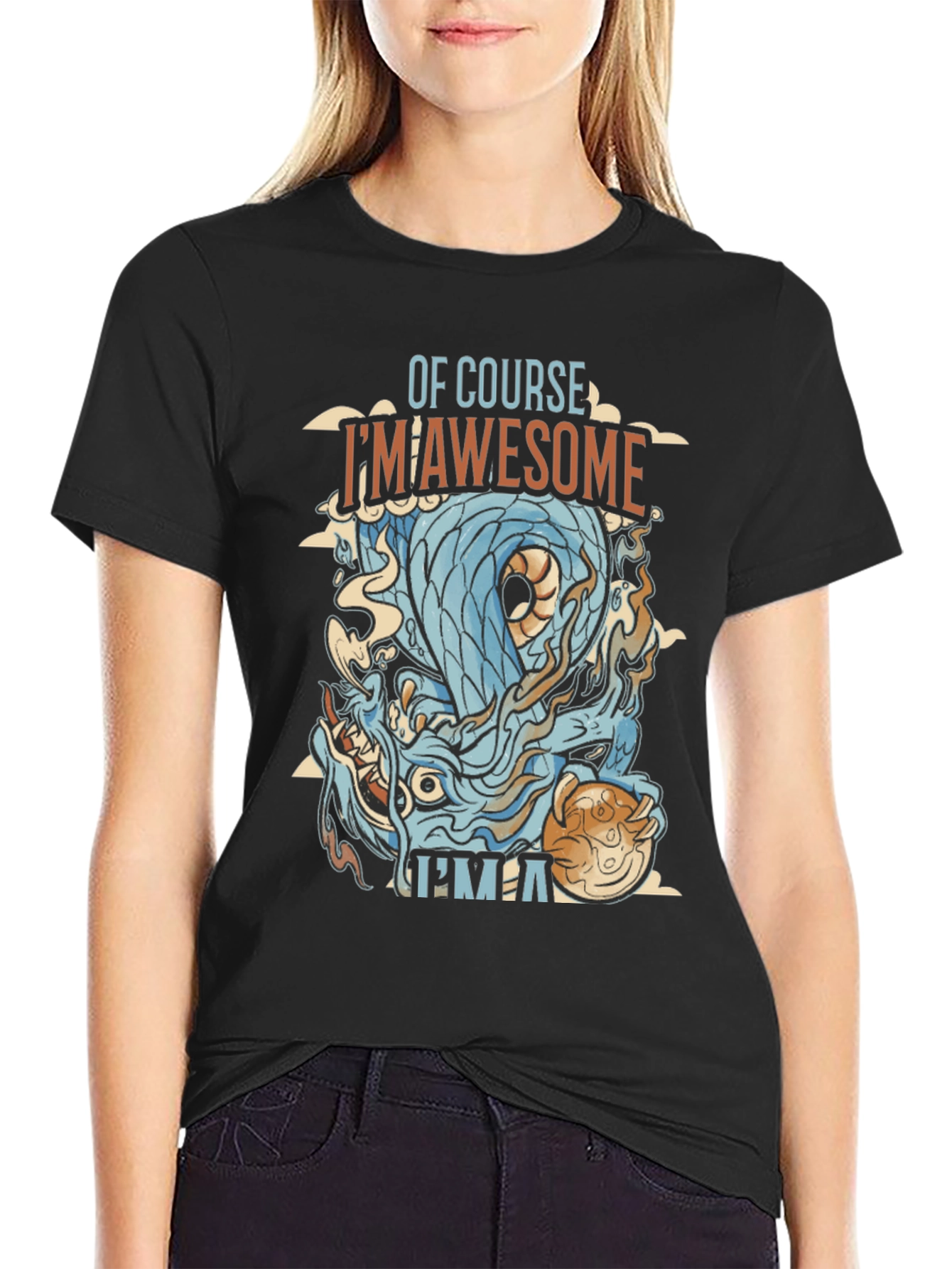 Awesome Dragon Graphic Tee - Mens Black T-Shirt