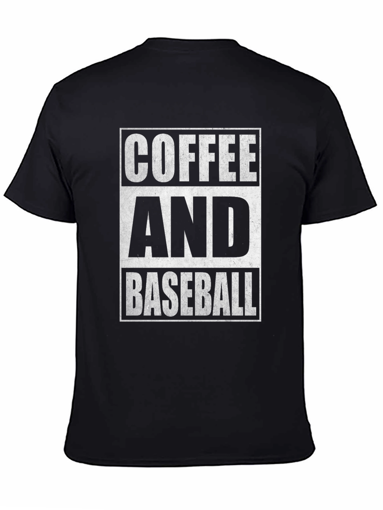 Coffee and Baseball Graphic Tee - Black Cotton T-Shirt