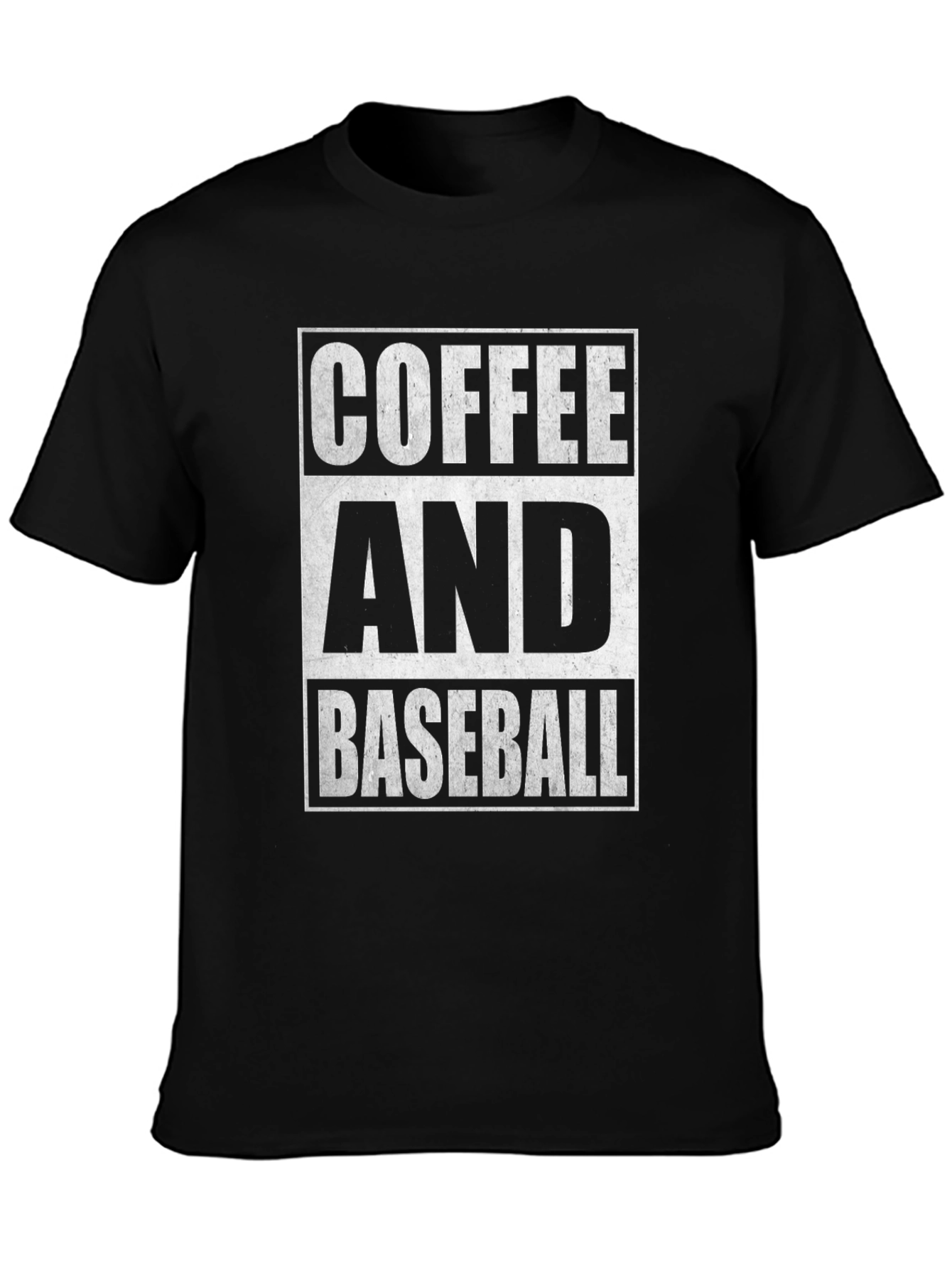 Coffee and Baseball Graphic Tee - Black Cotton T-Shirt