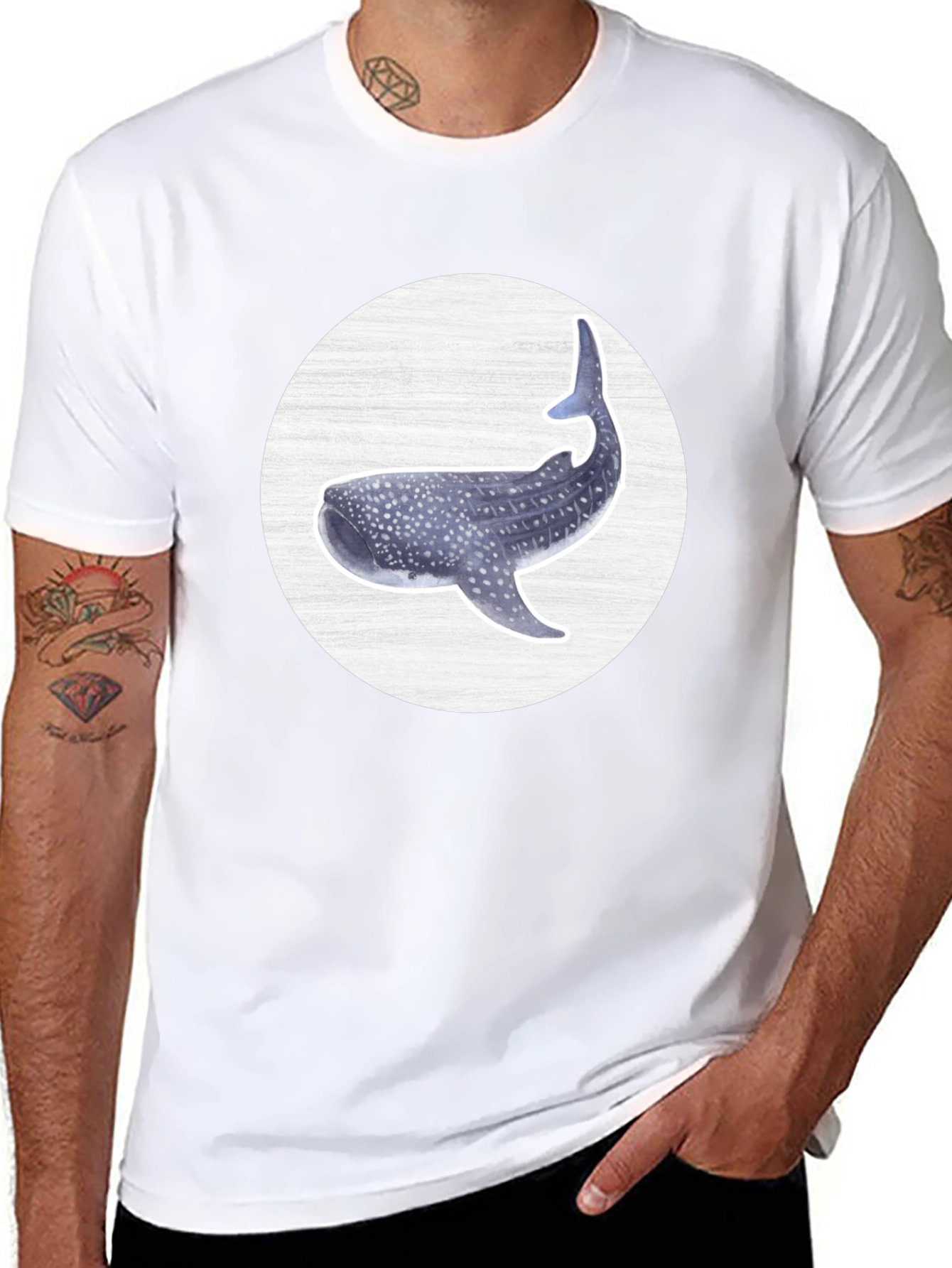 Whale Shark Graphic Tee - Black Cotton T-Shirt