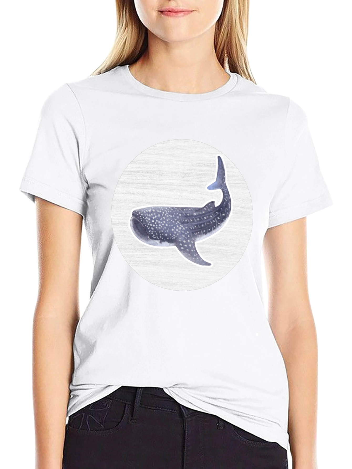 Whale Shark Graphic Tee - Black Cotton T-Shirt
