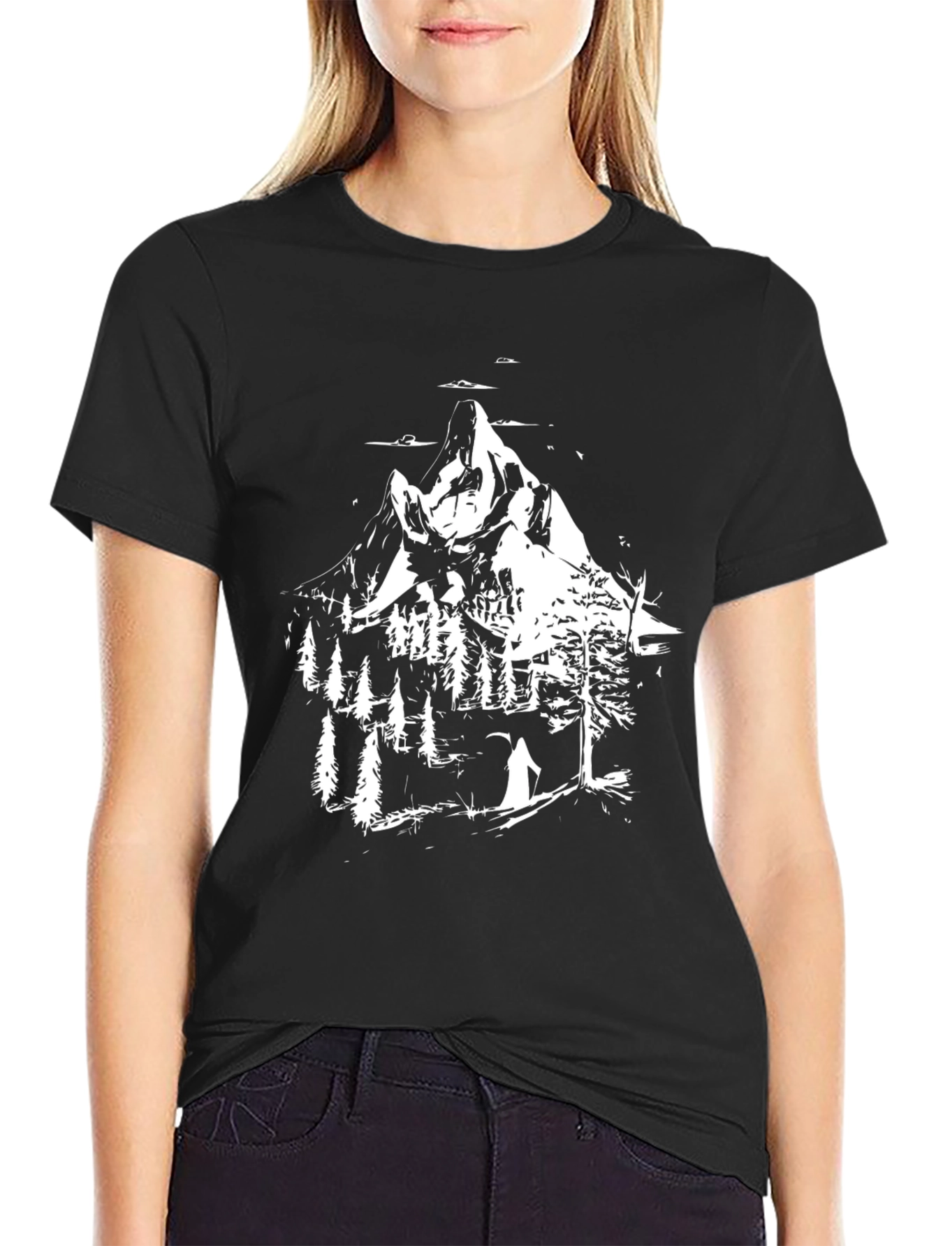 Mountain Scene Black T-Shirt