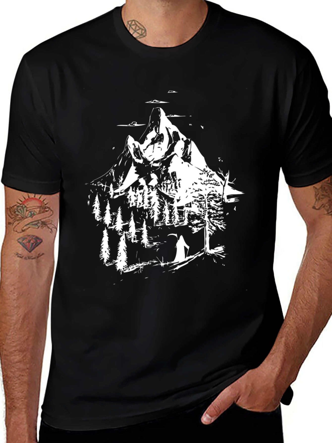 Mountain Scene Black T-Shirt