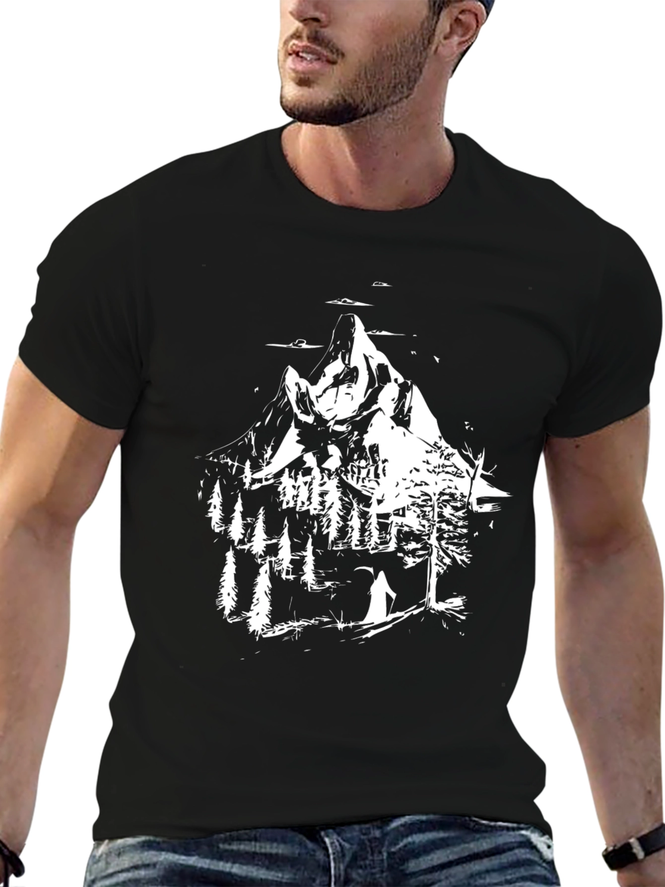 Mountain Scene Black T-Shirt