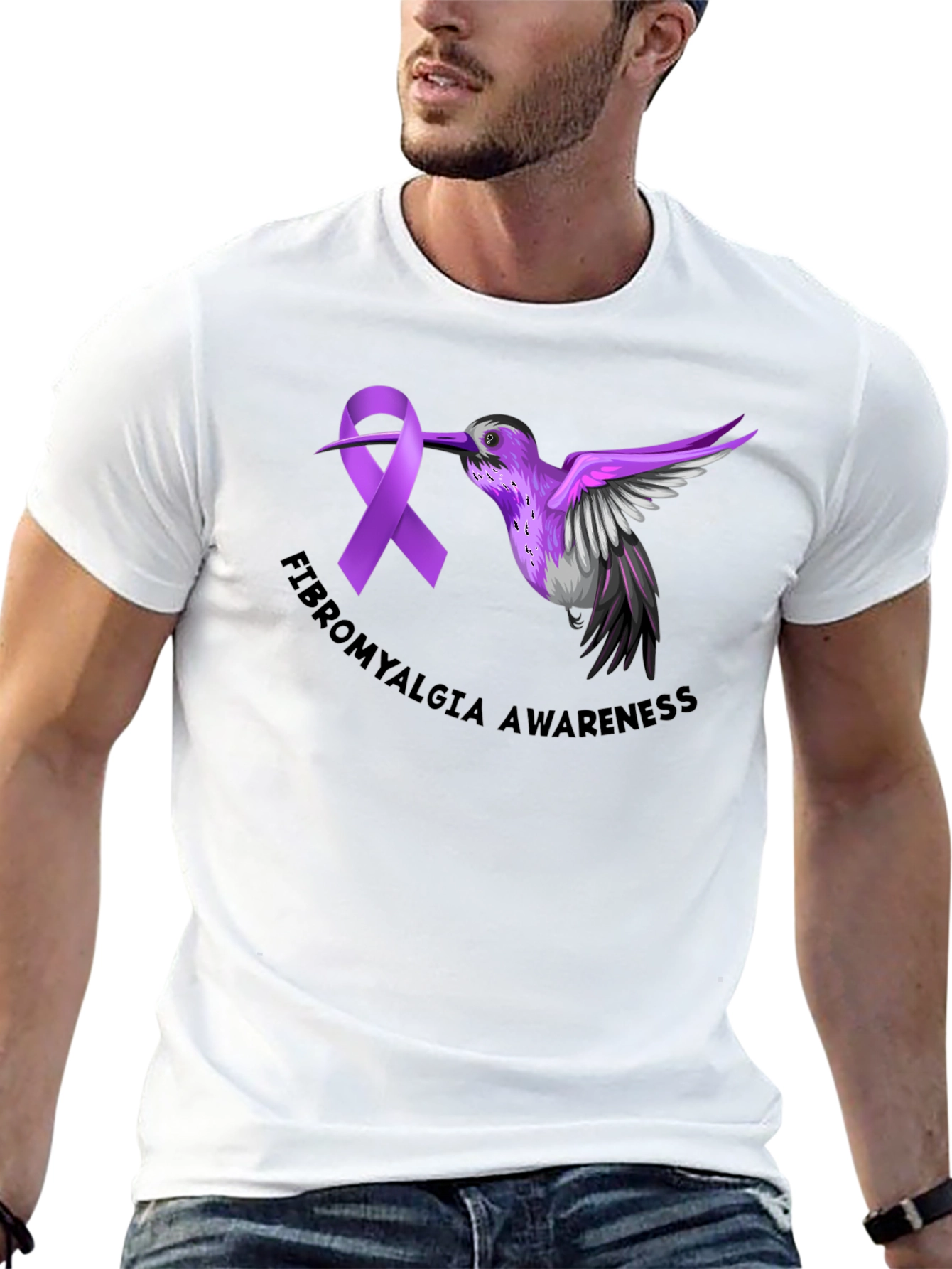 Fibromyalgia Awareness Ribbon Hummingbird T-Shirt