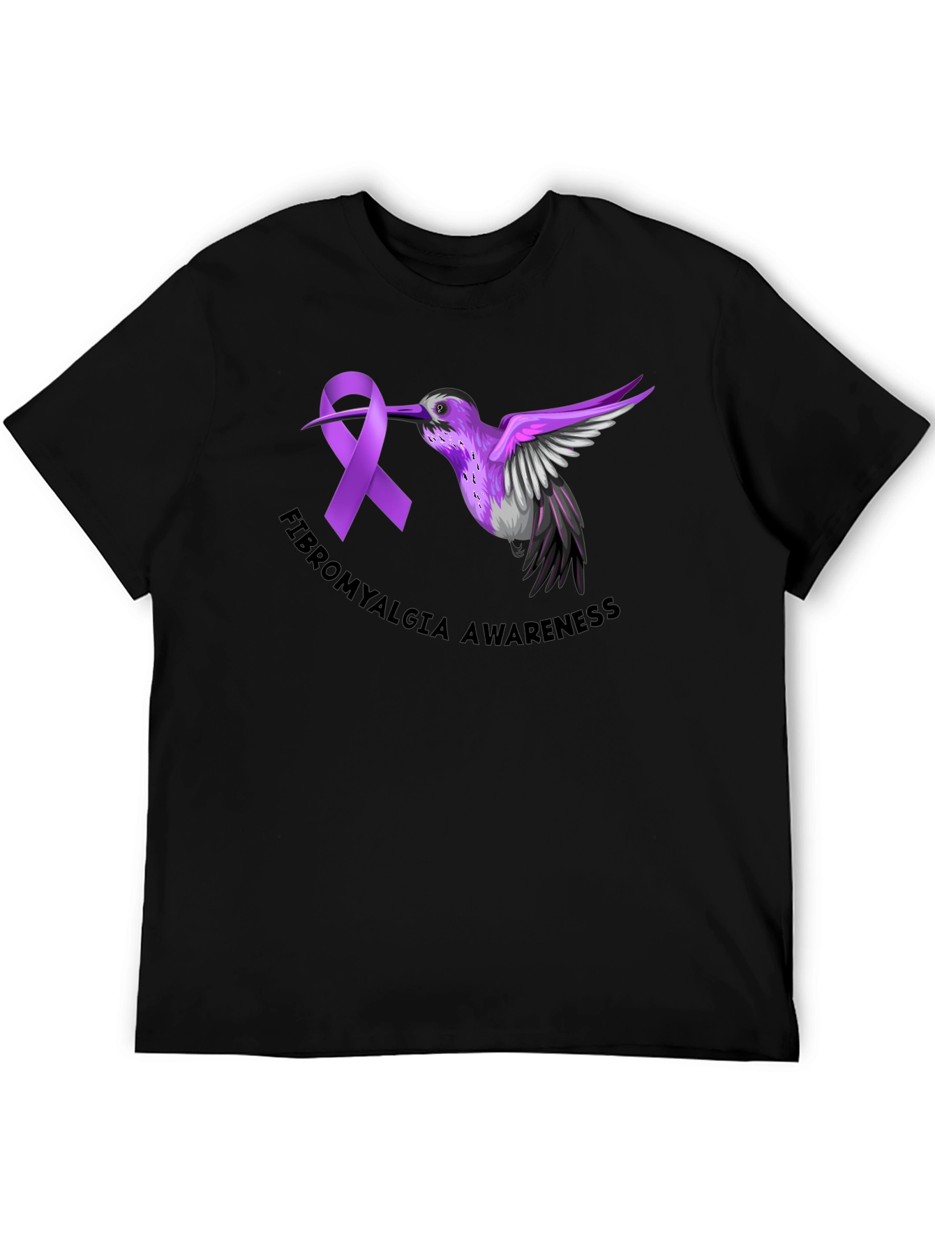 Fibromyalgia Awareness Ribbon Hummingbird T-Shirt