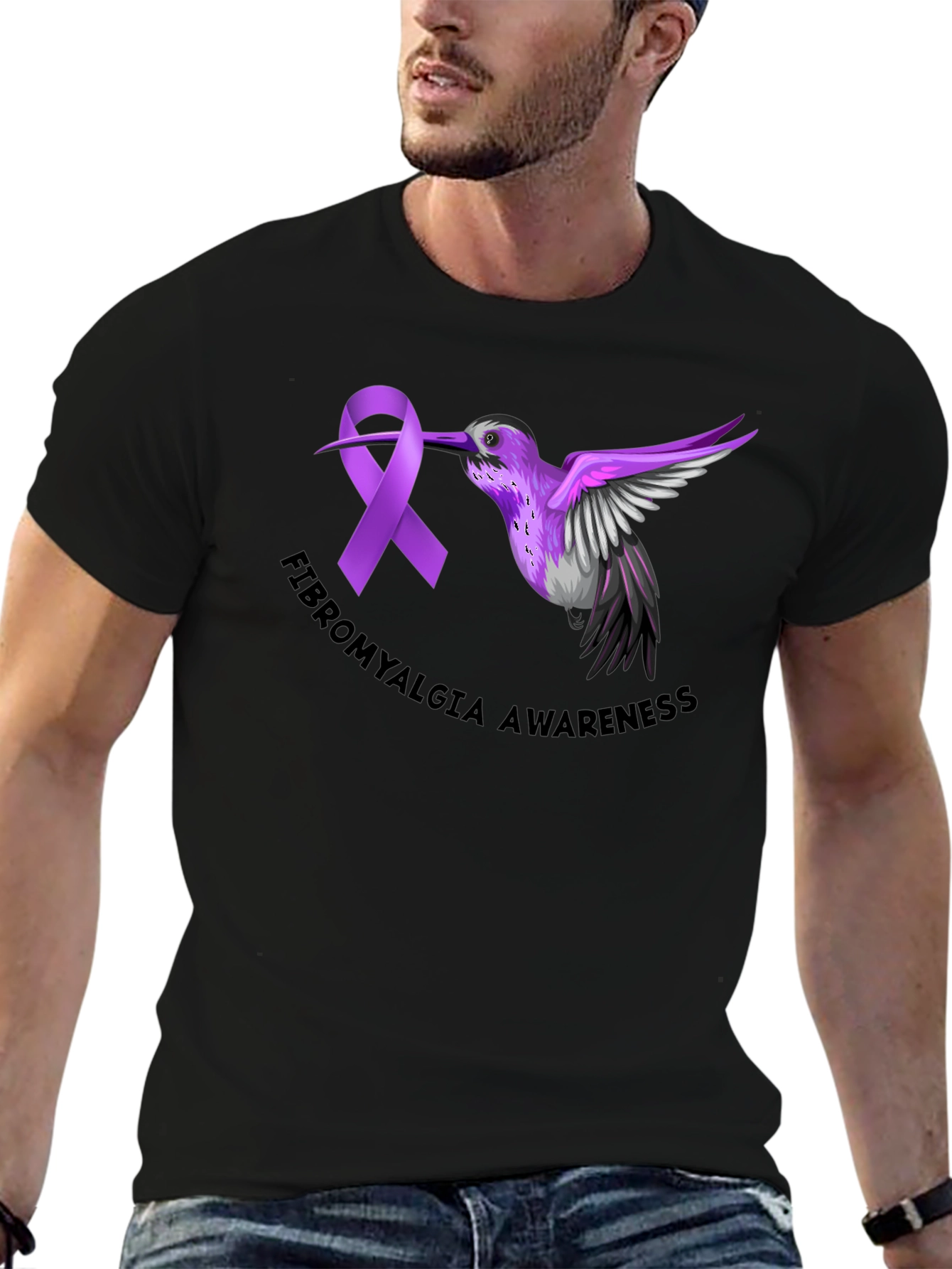 Fibromyalgia Awareness Ribbon Hummingbird T-Shirt