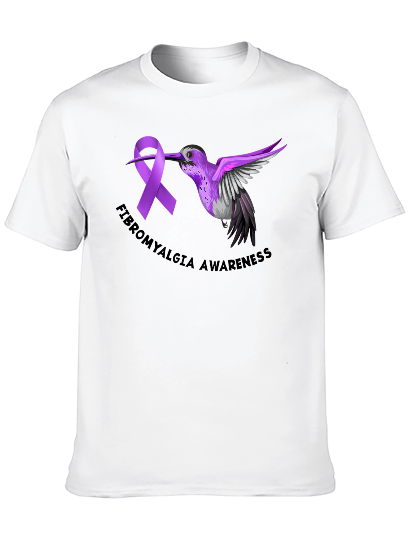 Fibromyalgia Awareness Ribbon Hummingbird T-Shirt