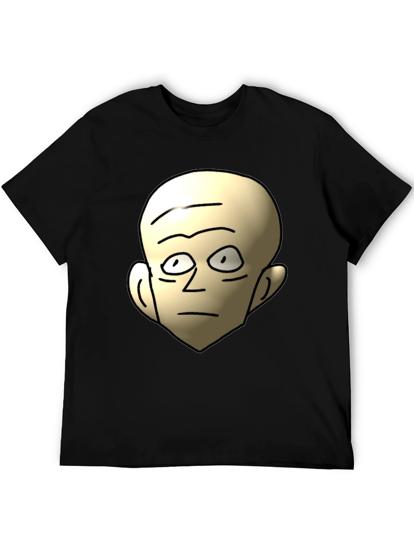 Funny Bald Head Cartoon Graphic Black T-Shirt