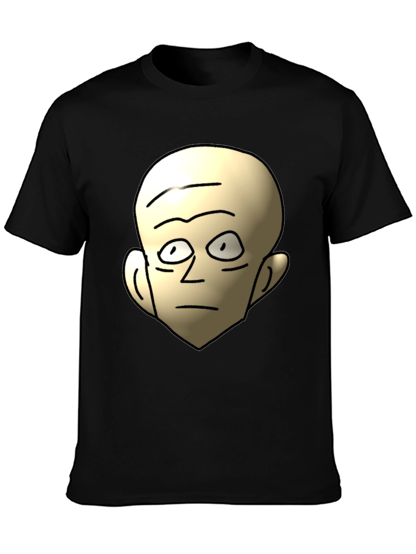 Funny Bald Head Cartoon Graphic Black T-Shirt