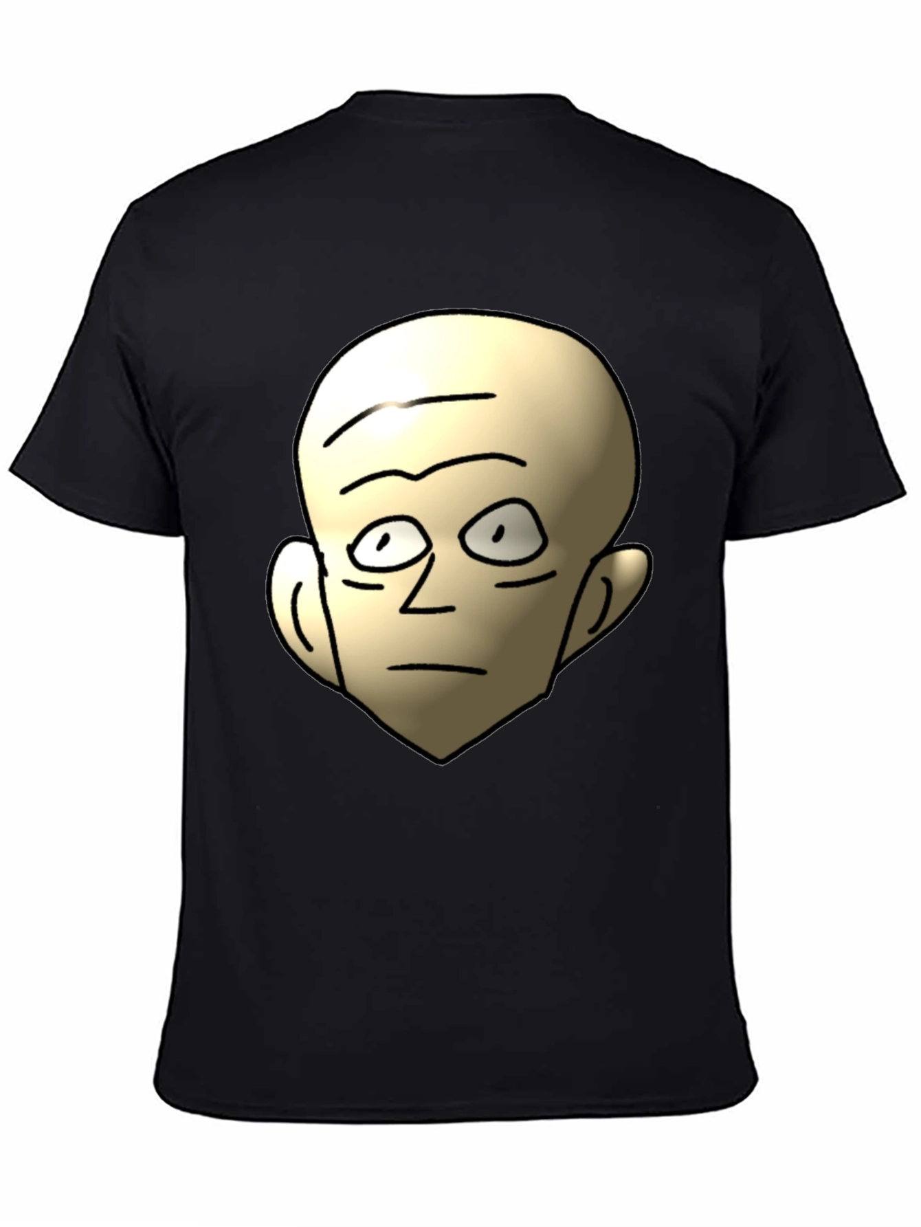 Funny Bald Head Cartoon Graphic Black T-Shirt