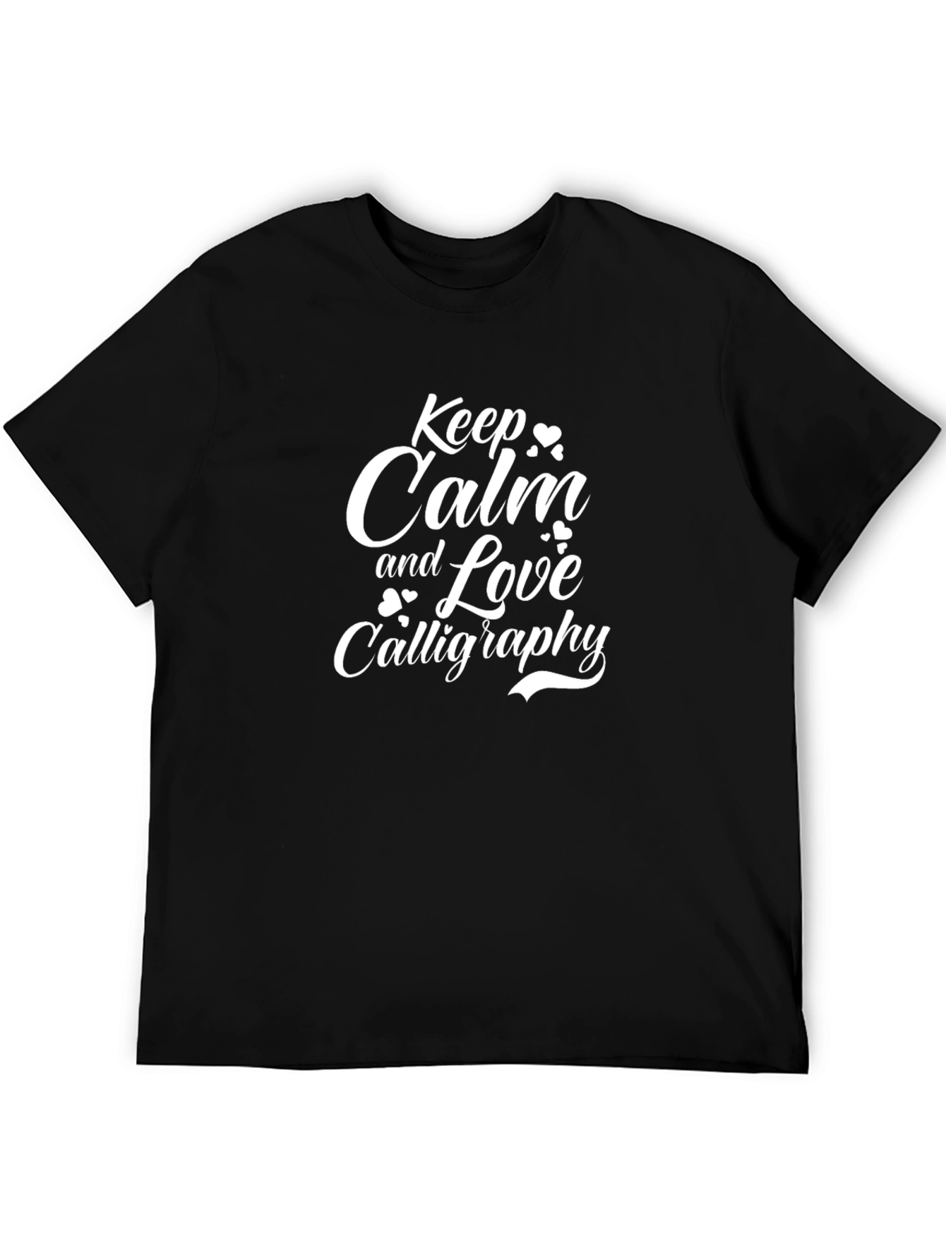 Keep Calm and Love Calligraphy Black T-Shirt