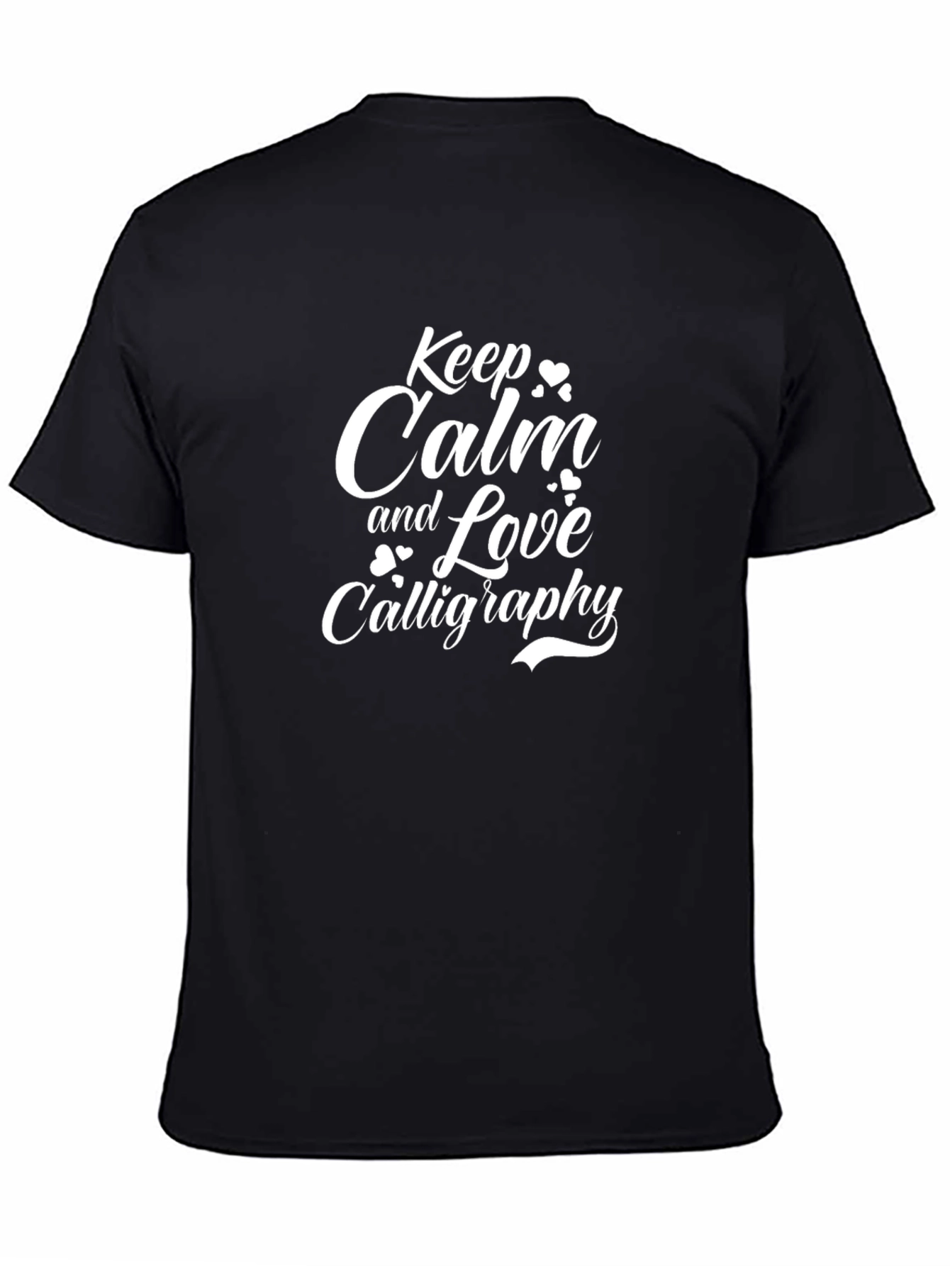 Keep Calm and Love Calligraphy Black T-Shirt