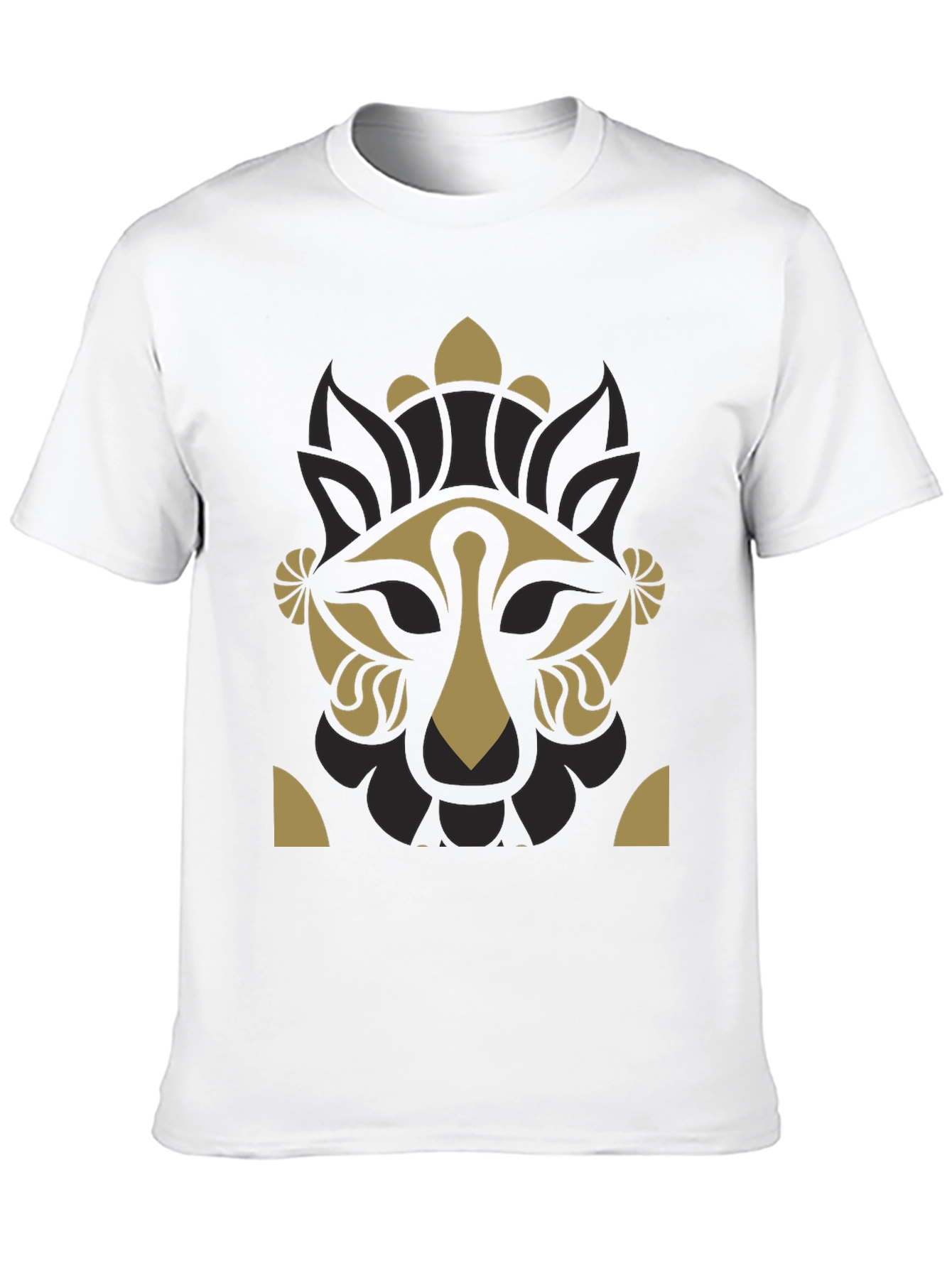 Graphic Print Lion Head Black T-Shirt