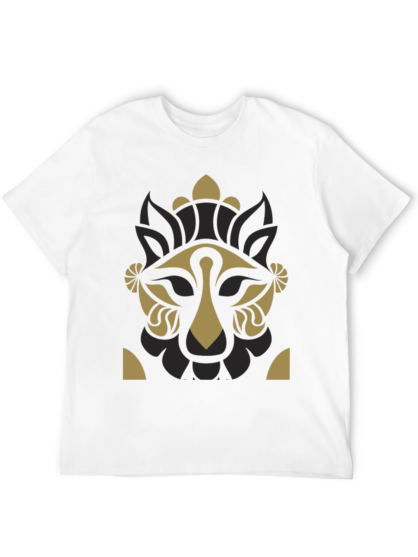 Graphic Print Lion Head Black T-Shirt