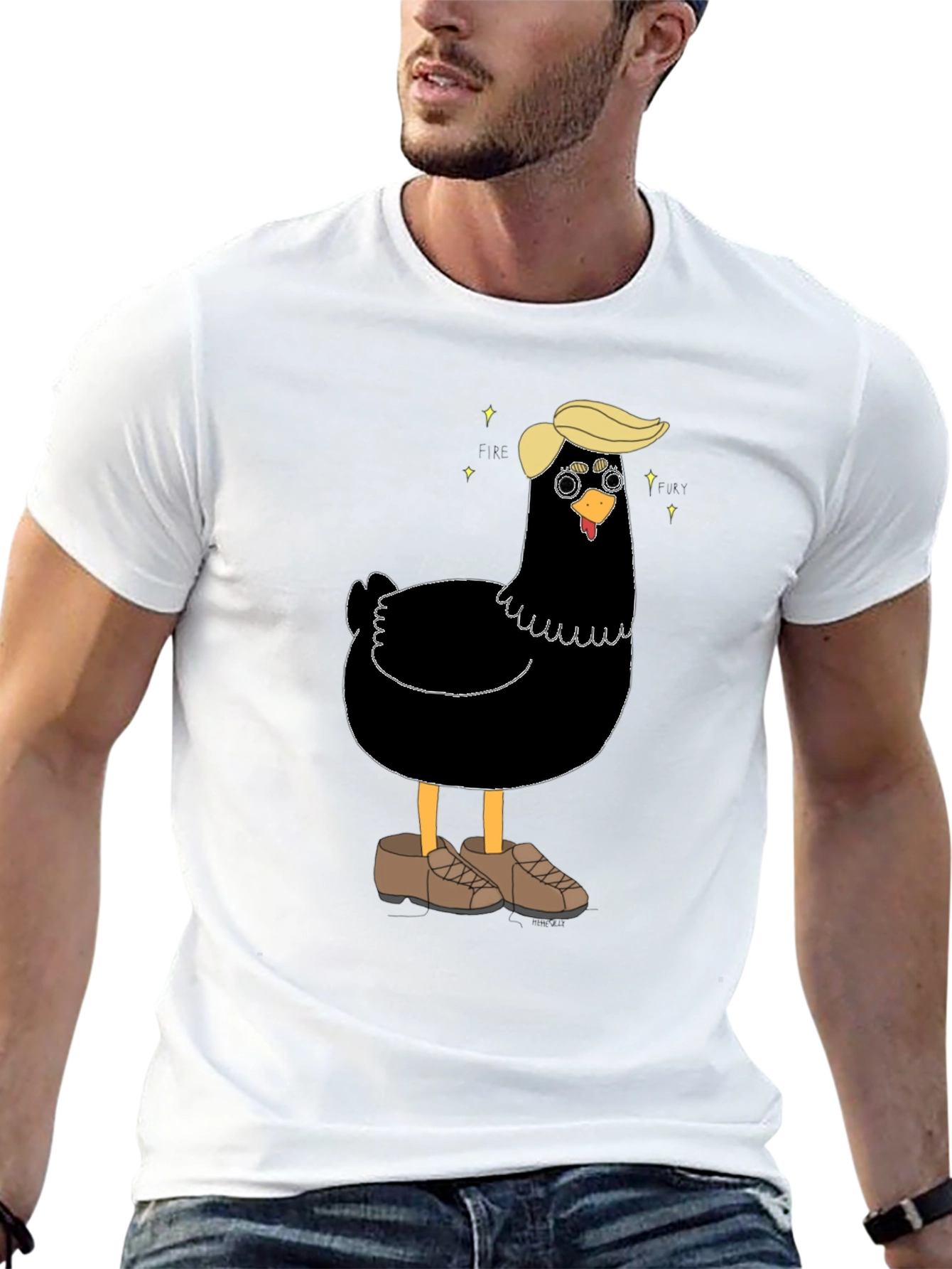 Novelty Trump Chicken Graphic Tee - Quirky Fun