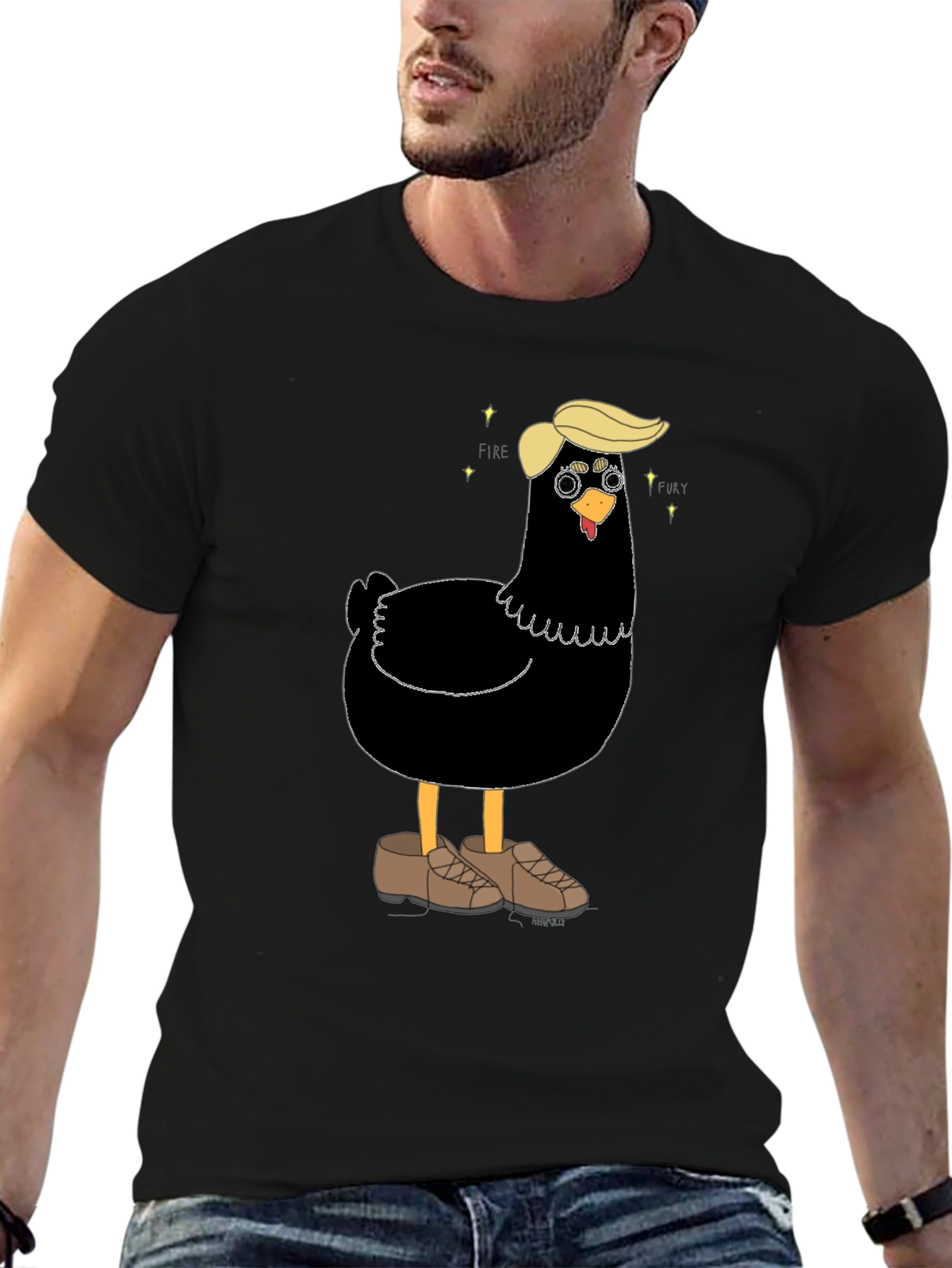 Novelty Trump Chicken Graphic Tee - Quirky Fun