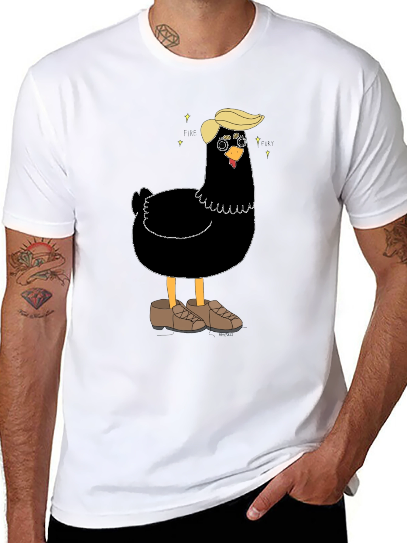 Novelty Trump Chicken Graphic Tee - Quirky Fun