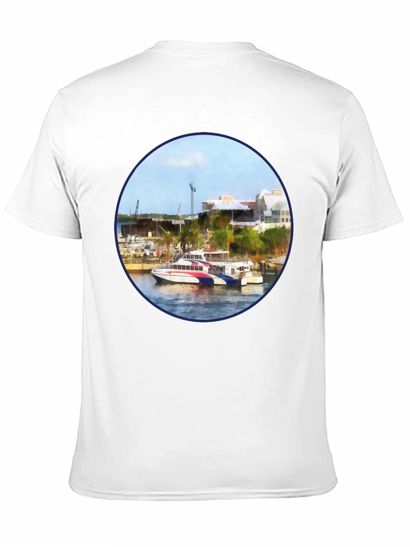 Bermuda Ferry Round Print Black T-Shirt