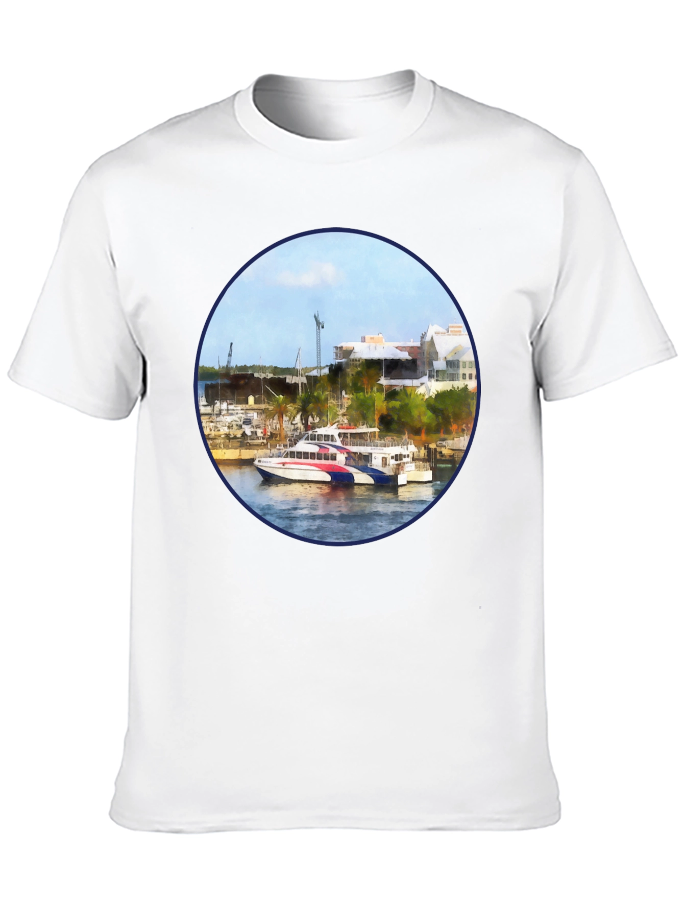 Bermuda Ferry Round Print Black T-Shirt